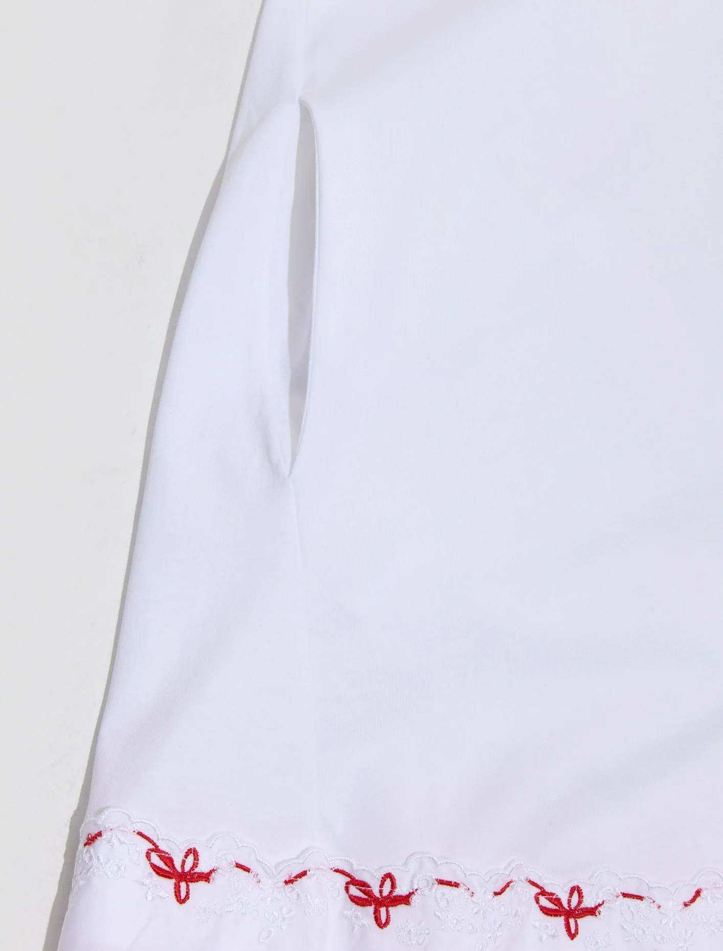 Beaded A-Line T-Shirt Dress with Trim in White - Image 3