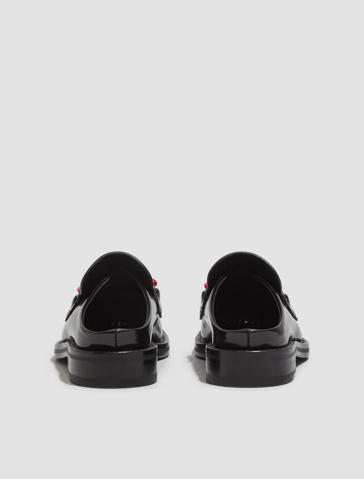 Beaded Square Toe Mule in Black High Shine - Image 4