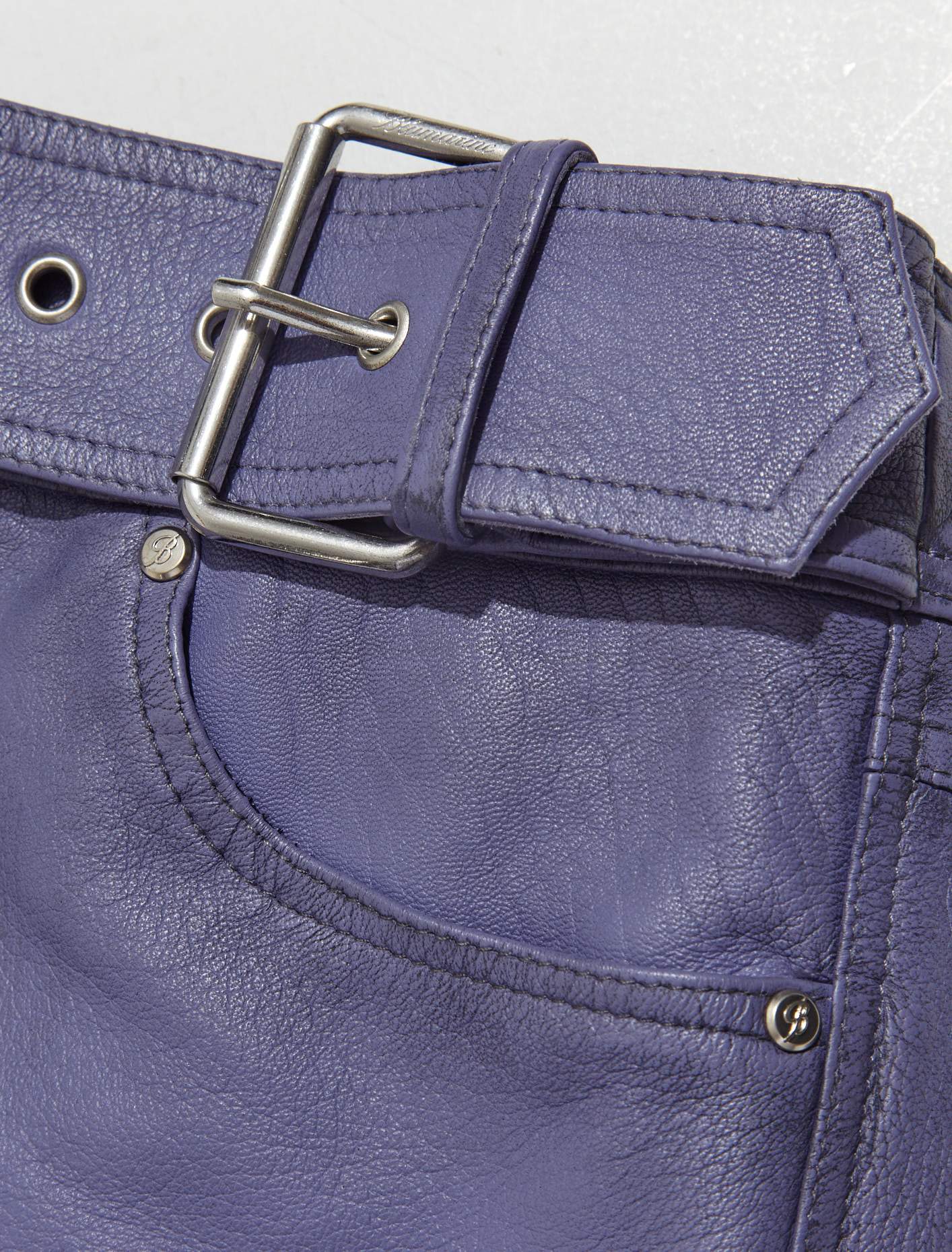 Belted Leather Skirt in Ultraviolet - Image 3