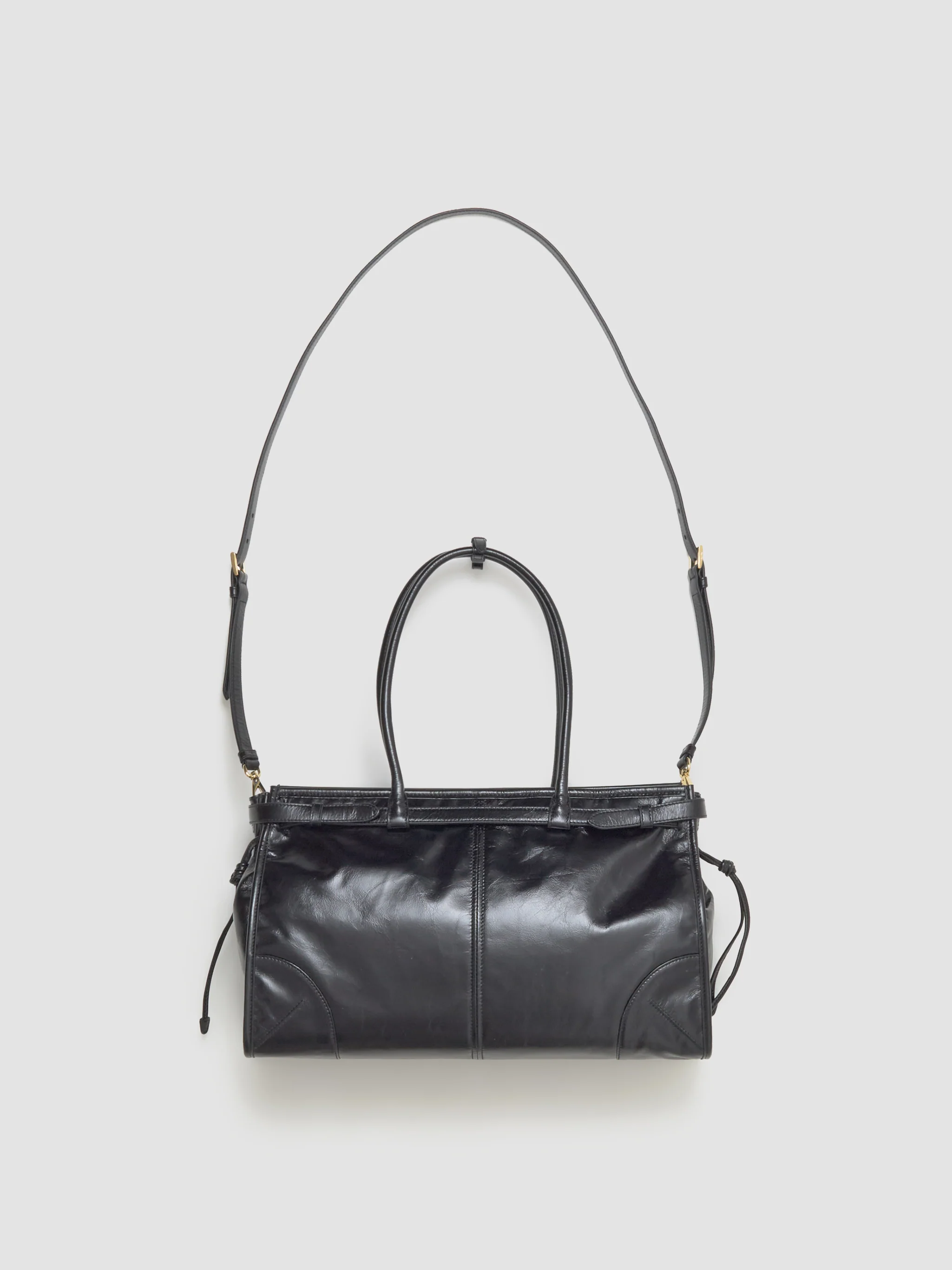 Bonnie Large Leather Handbag in Black - Image 4
