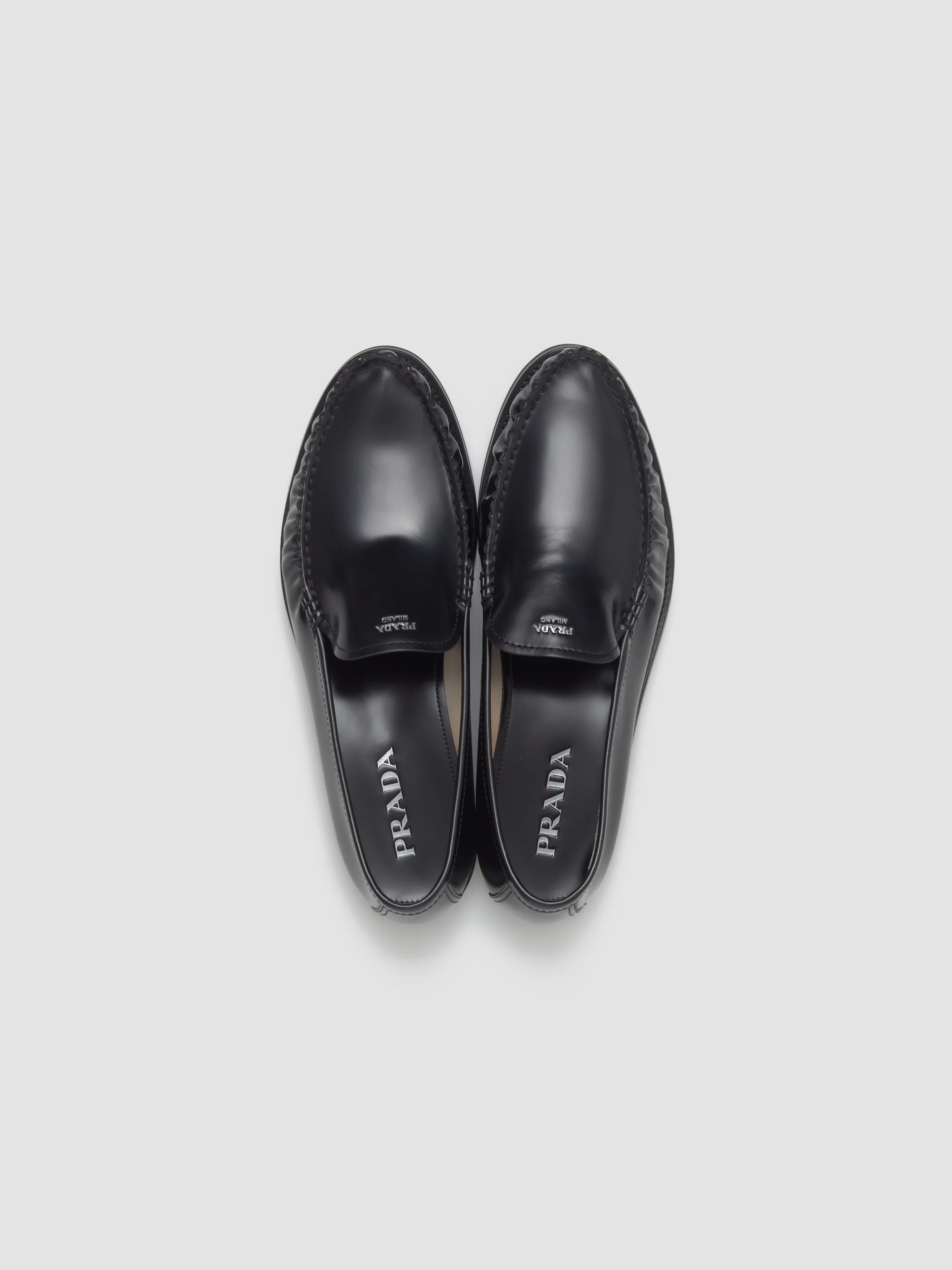 Brushed Leather Loafers with Logo in Black - Image 3