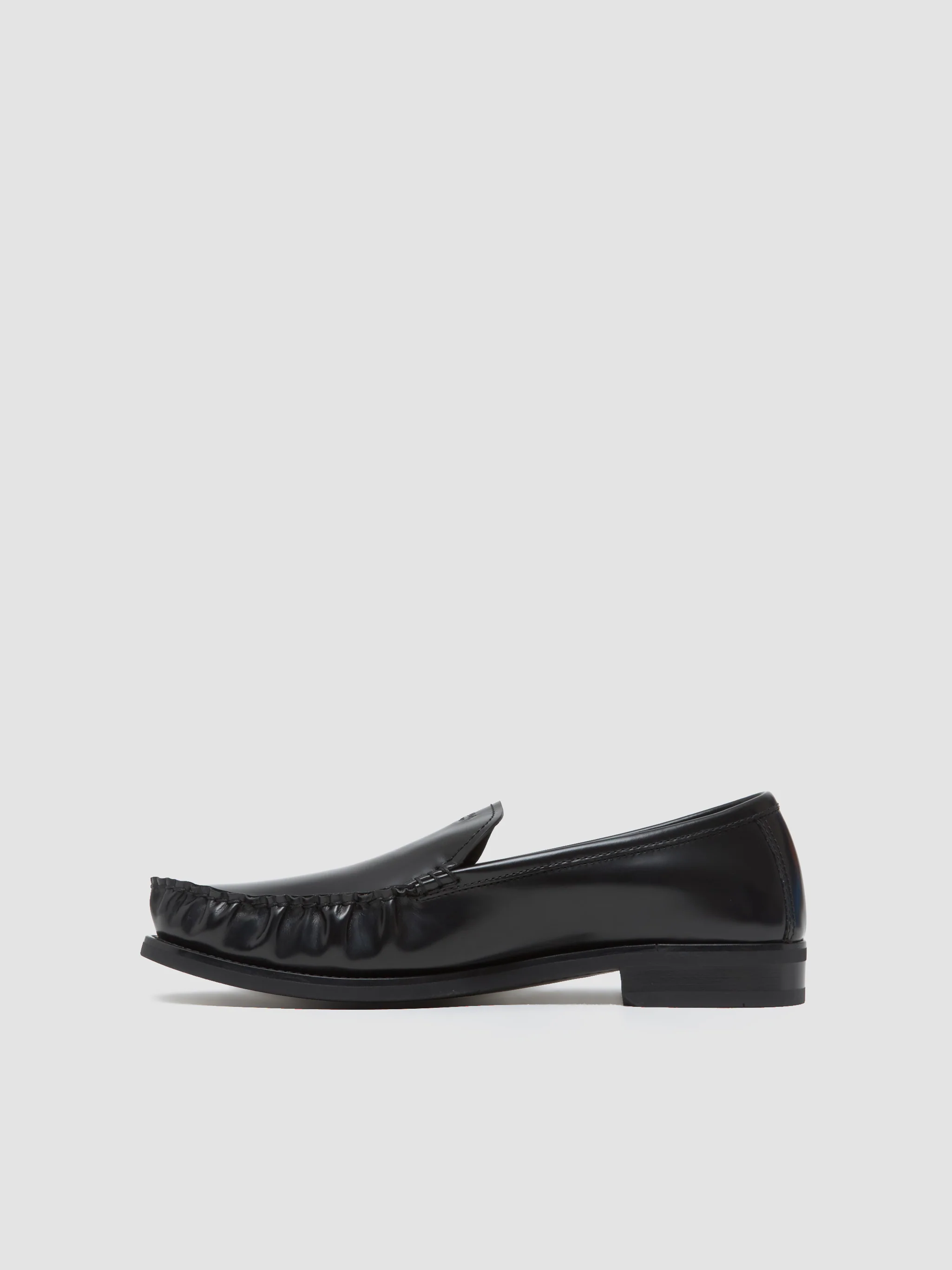 Brushed Leather Loafers with Logo in Black - Image 6