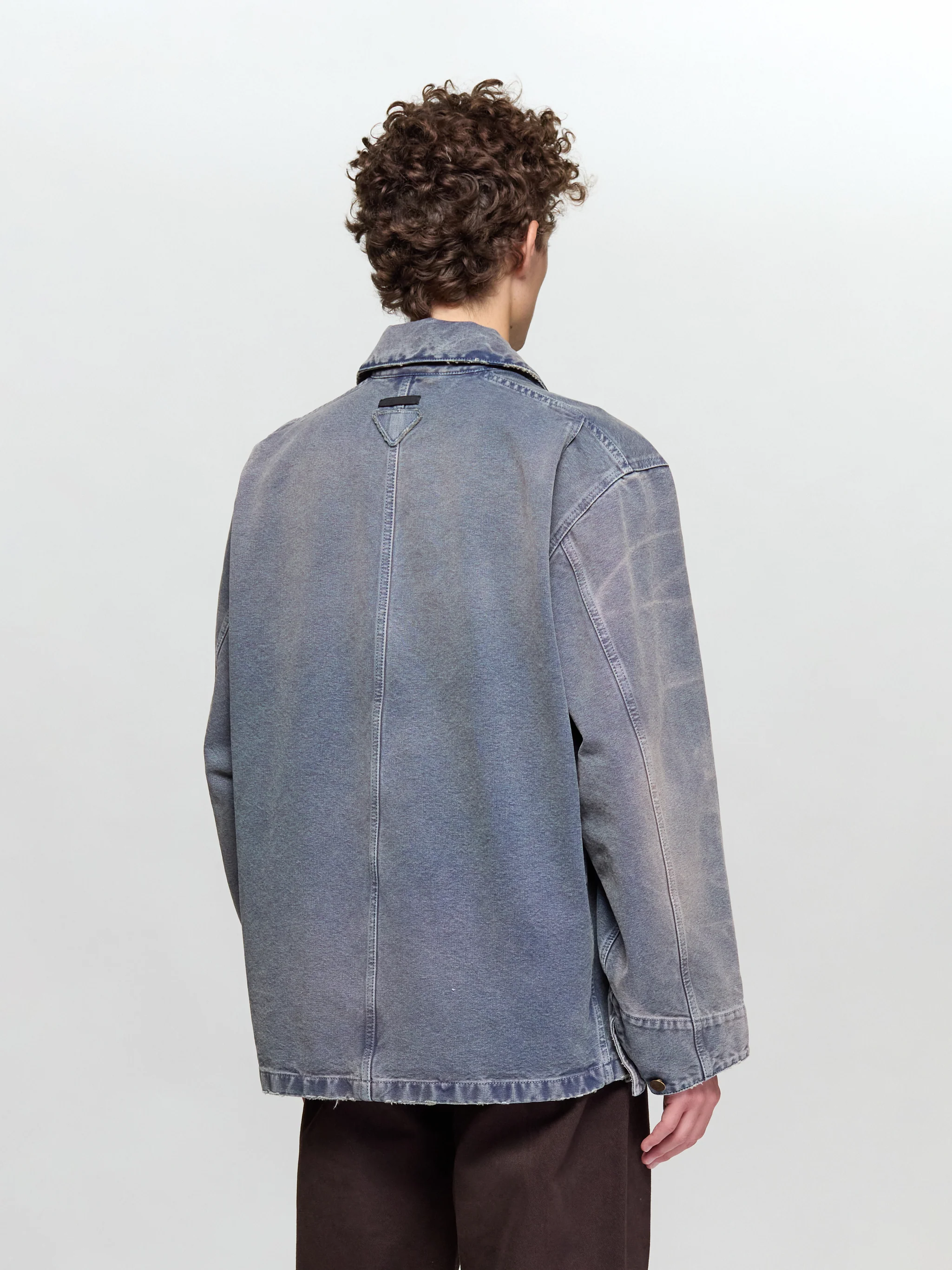 Canvas Blouson Jacket with A Used Look in Blue - Image 3