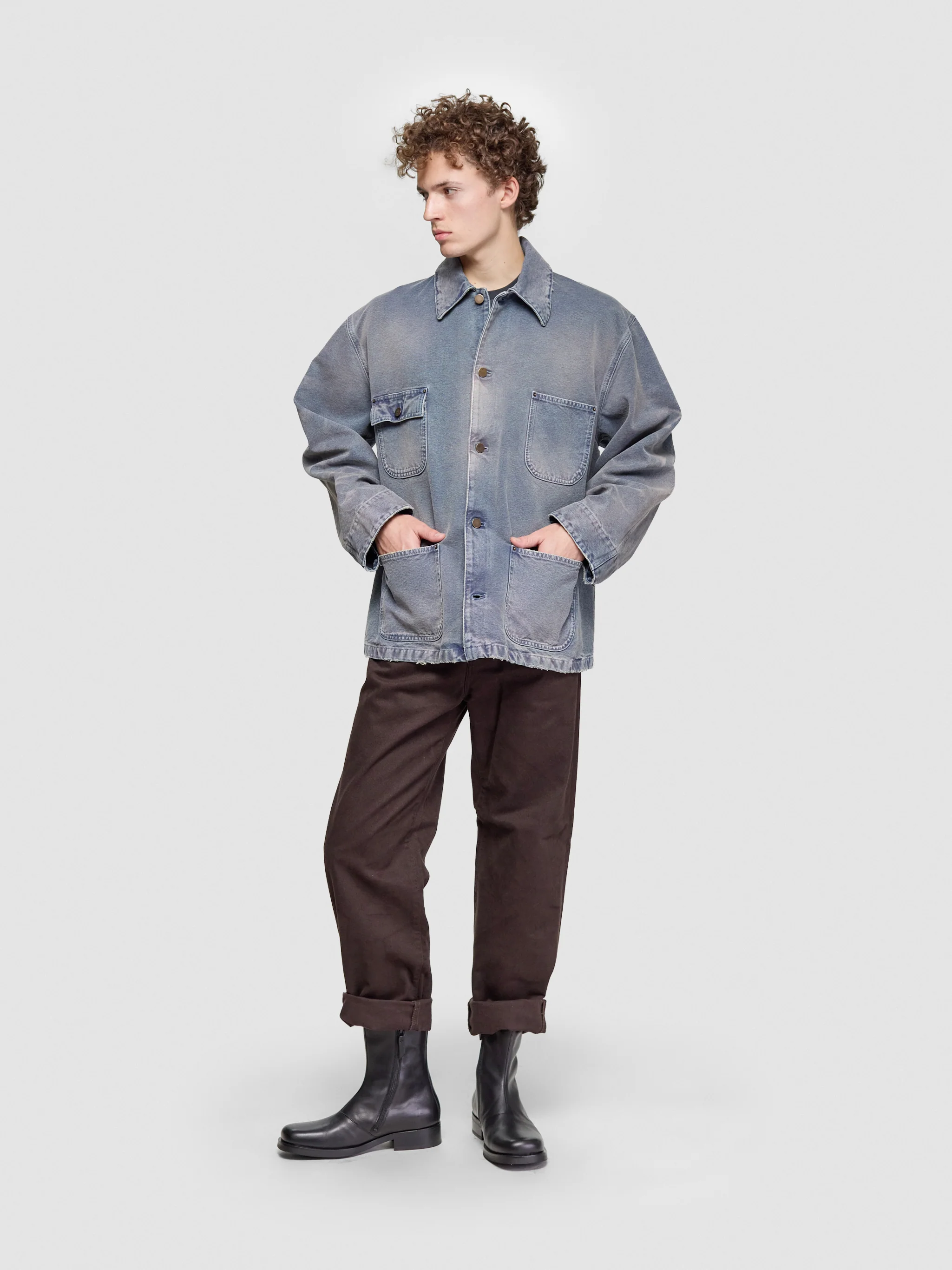 Canvas Blouson Jacket with A Used Look in Blue - Image 4