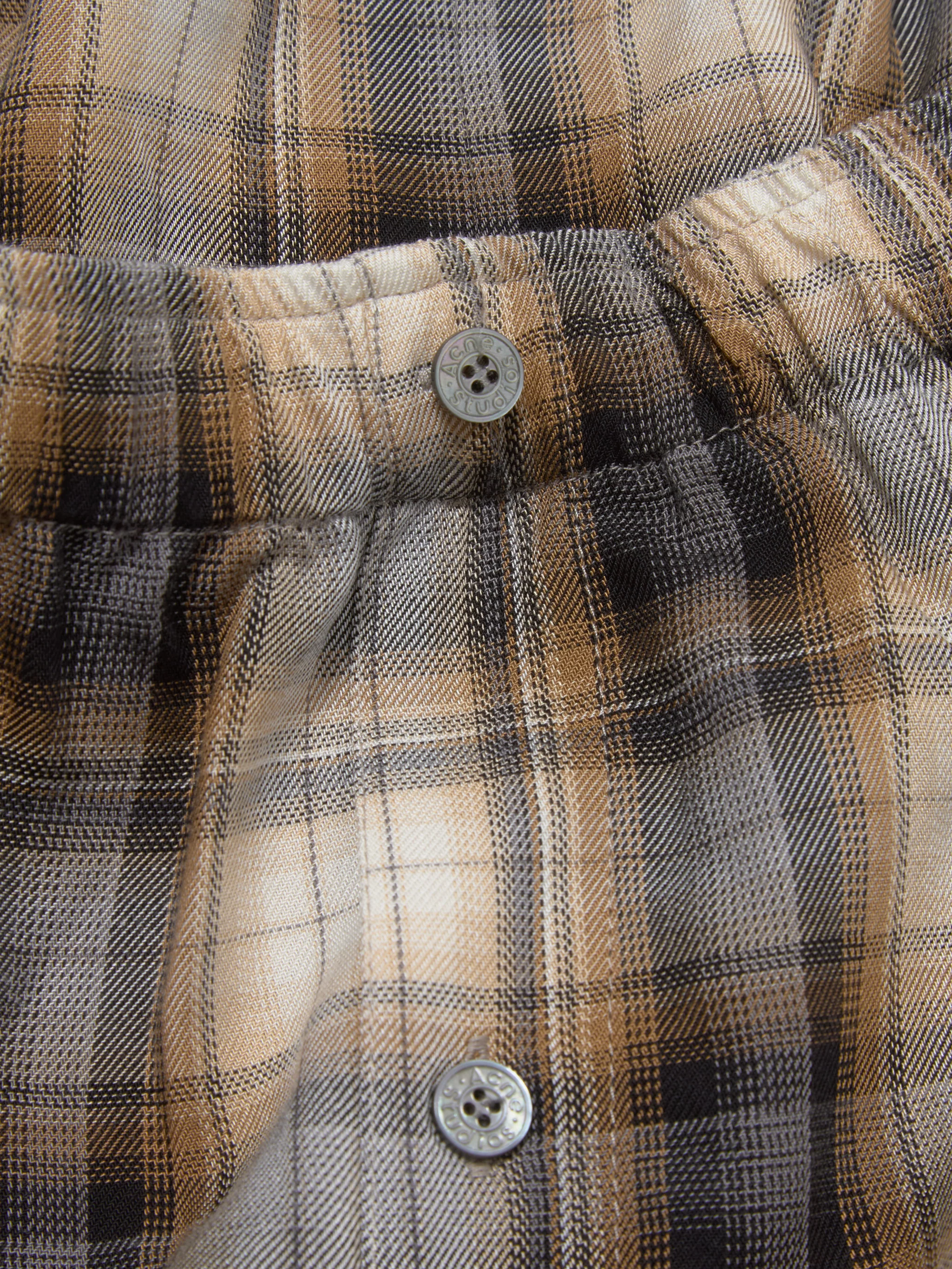 Checked Shorts in Beige & Black - Image 5