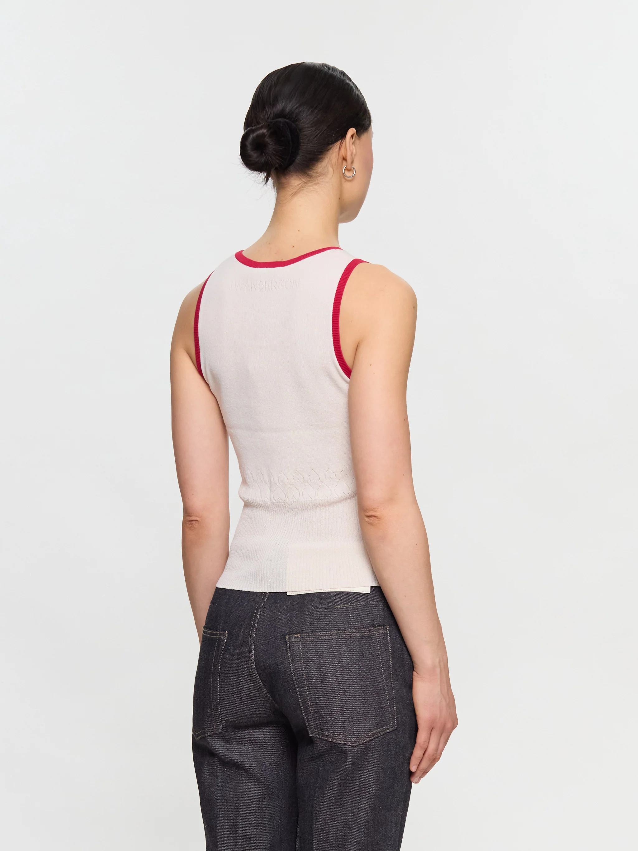 Contrast Trim Vest in Ecru - Image 3