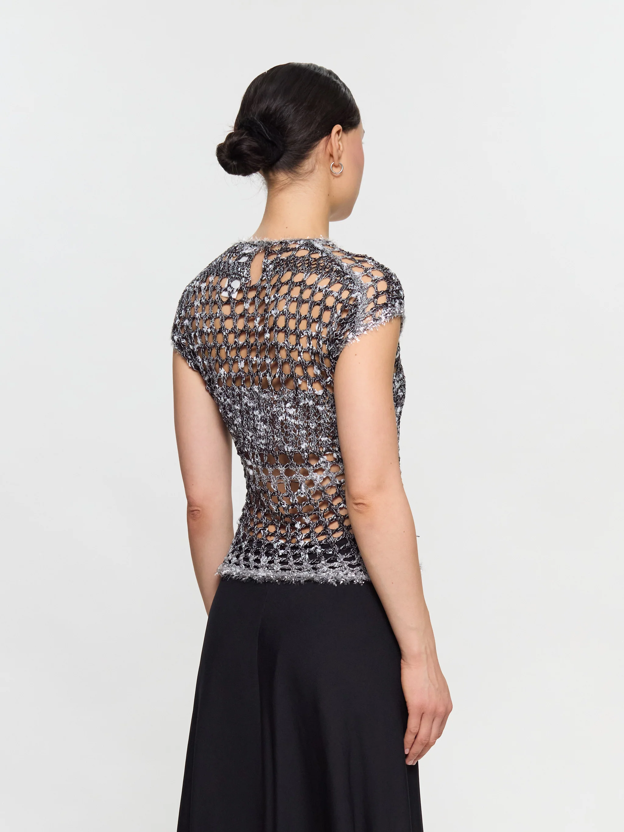 Crochet T-Shirt in Black - Image 3