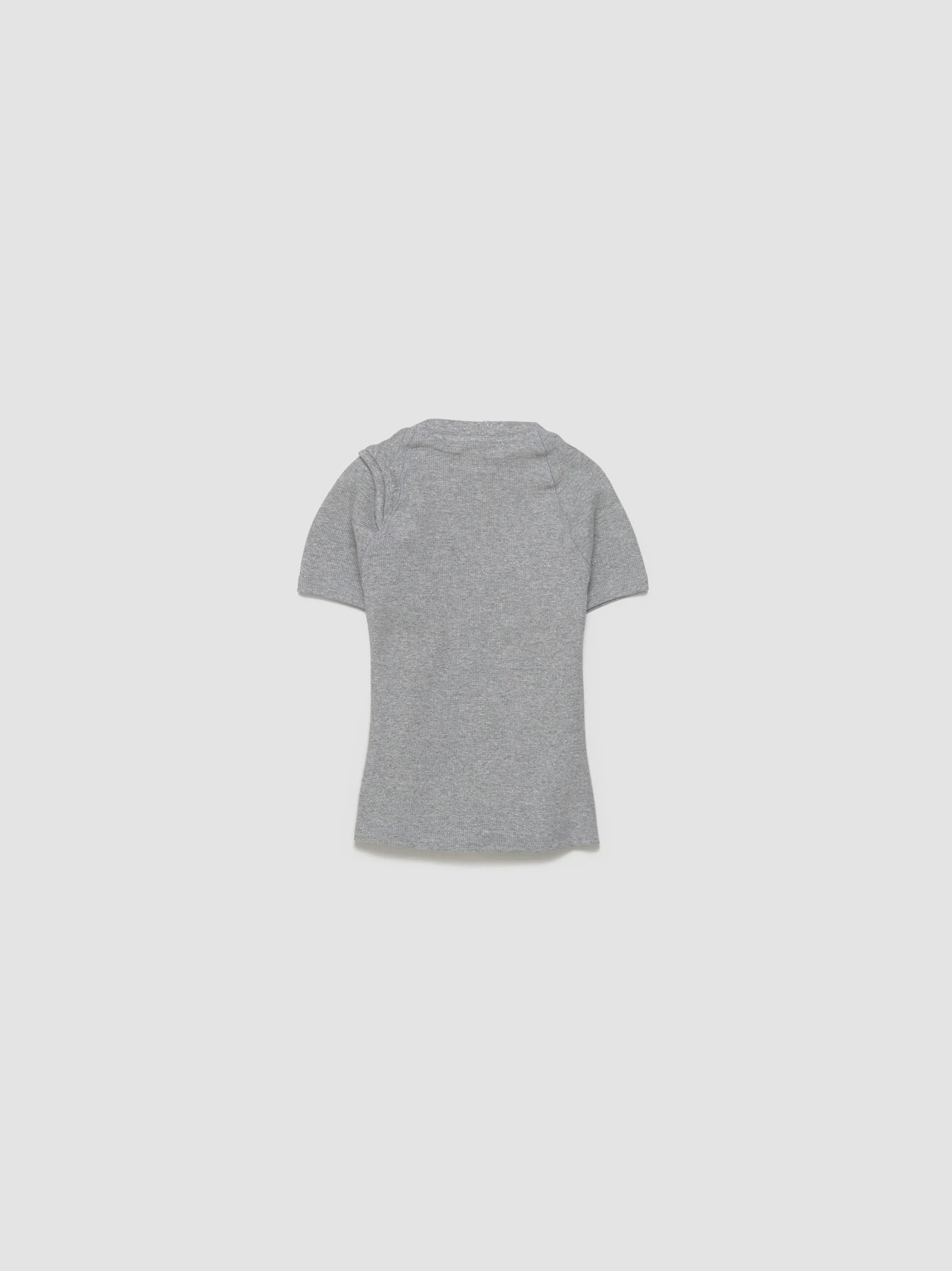 Deconstructed Rib T-Shirt in Grey & Silver - Image 3