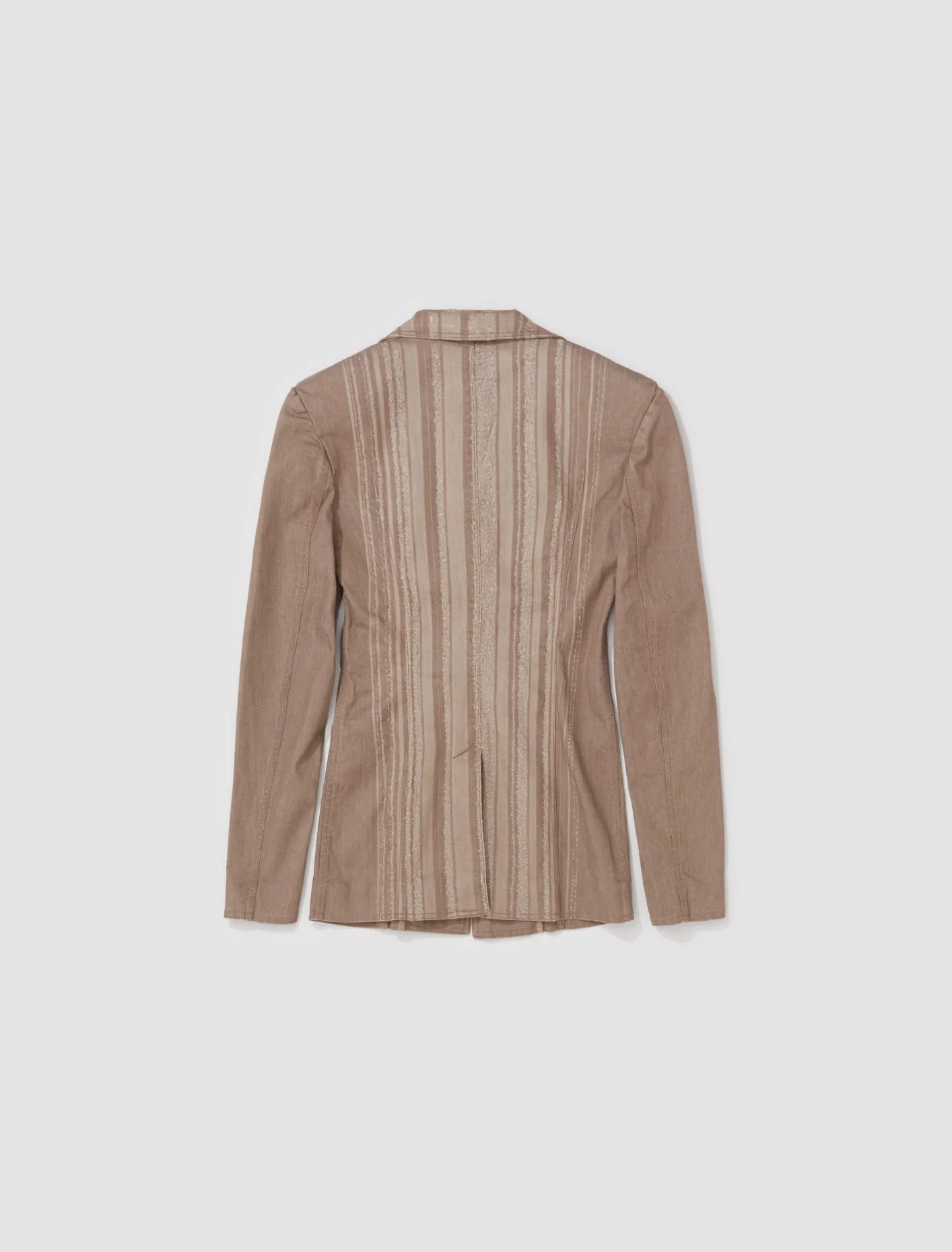 Denim Blazer with Laser Stripe in Oat - Image 4