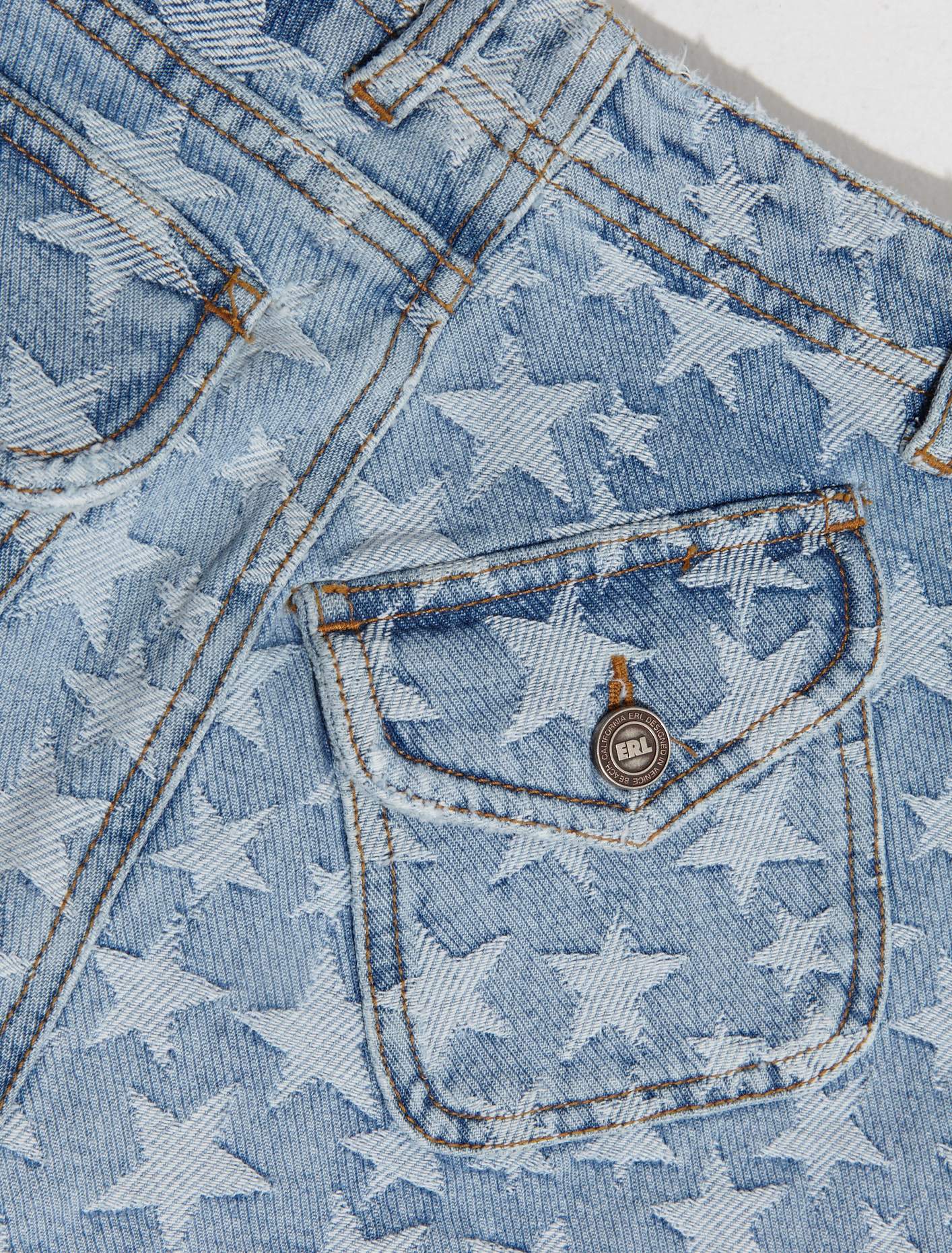 Denim Jacquard Short Skirt in Light Blue - Image 3