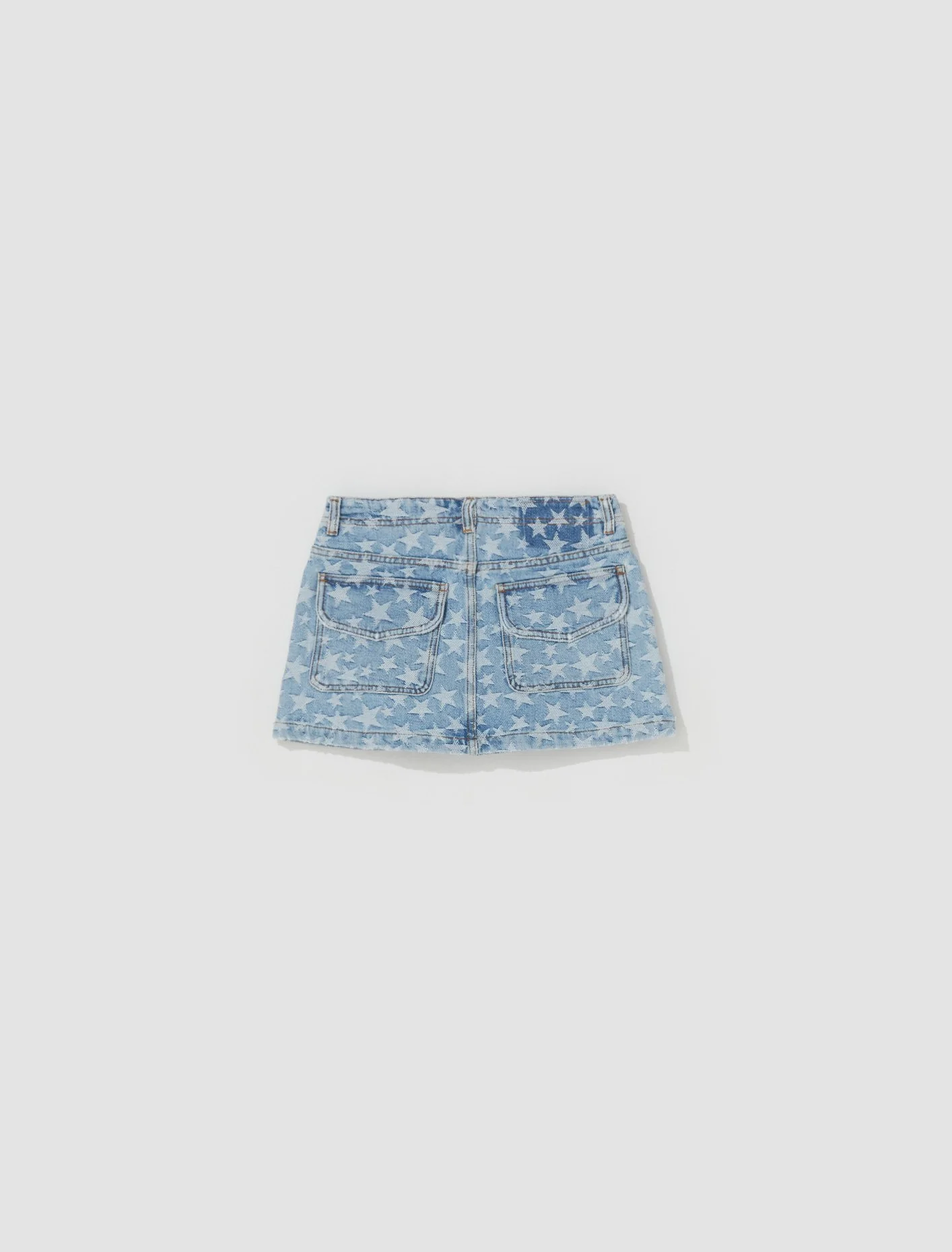 Denim Jacquard Short Skirt in Light Blue - Image 4