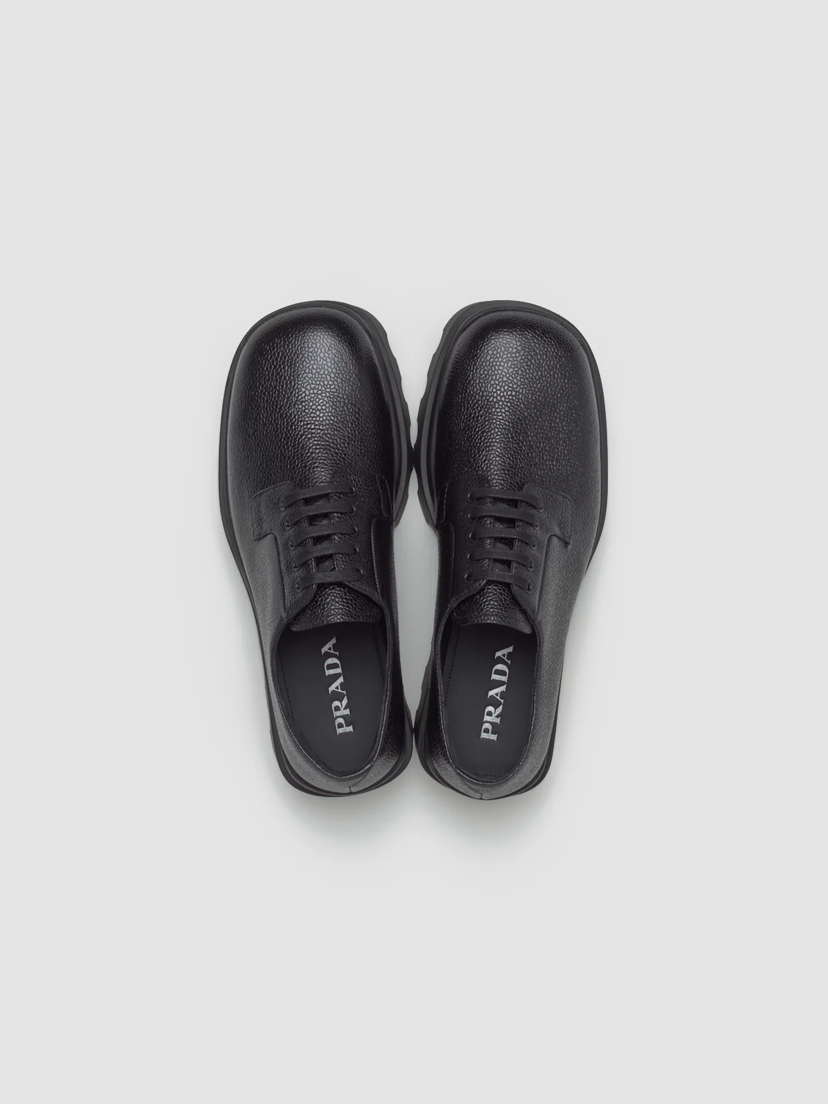 Embossed Leather Derby Shoes in Black - Image 3