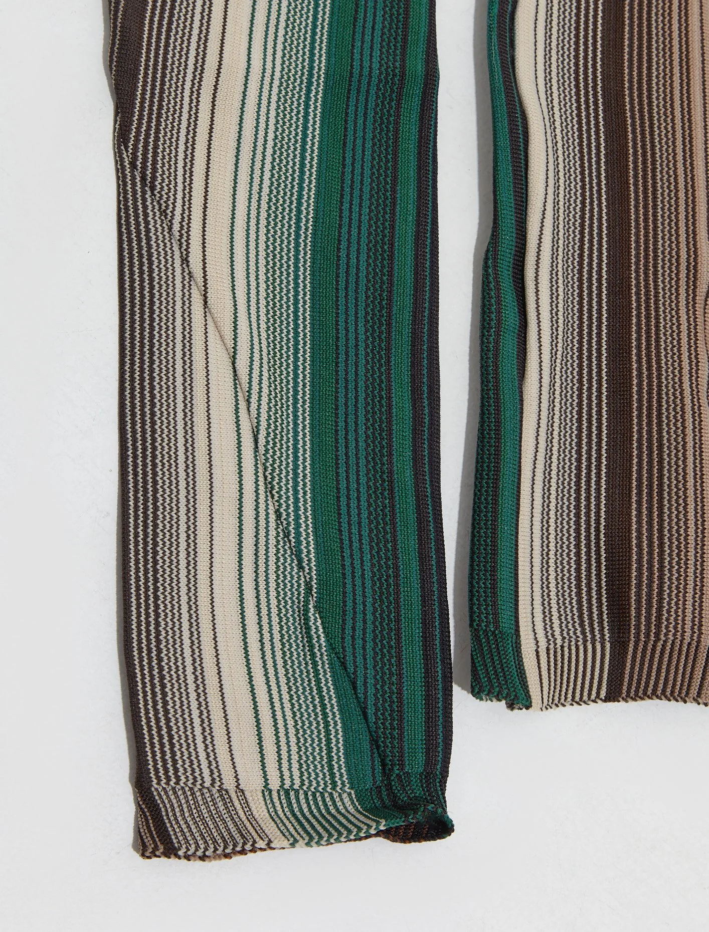 Fade Stripe Long Sleeve Knit Top with Hole Detail in Brown - Image 3