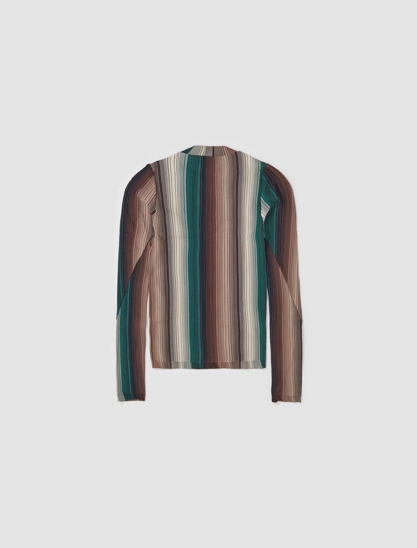 Fade Stripe Long Sleeve Knit Top with Hole Detail in Brown - Image 4