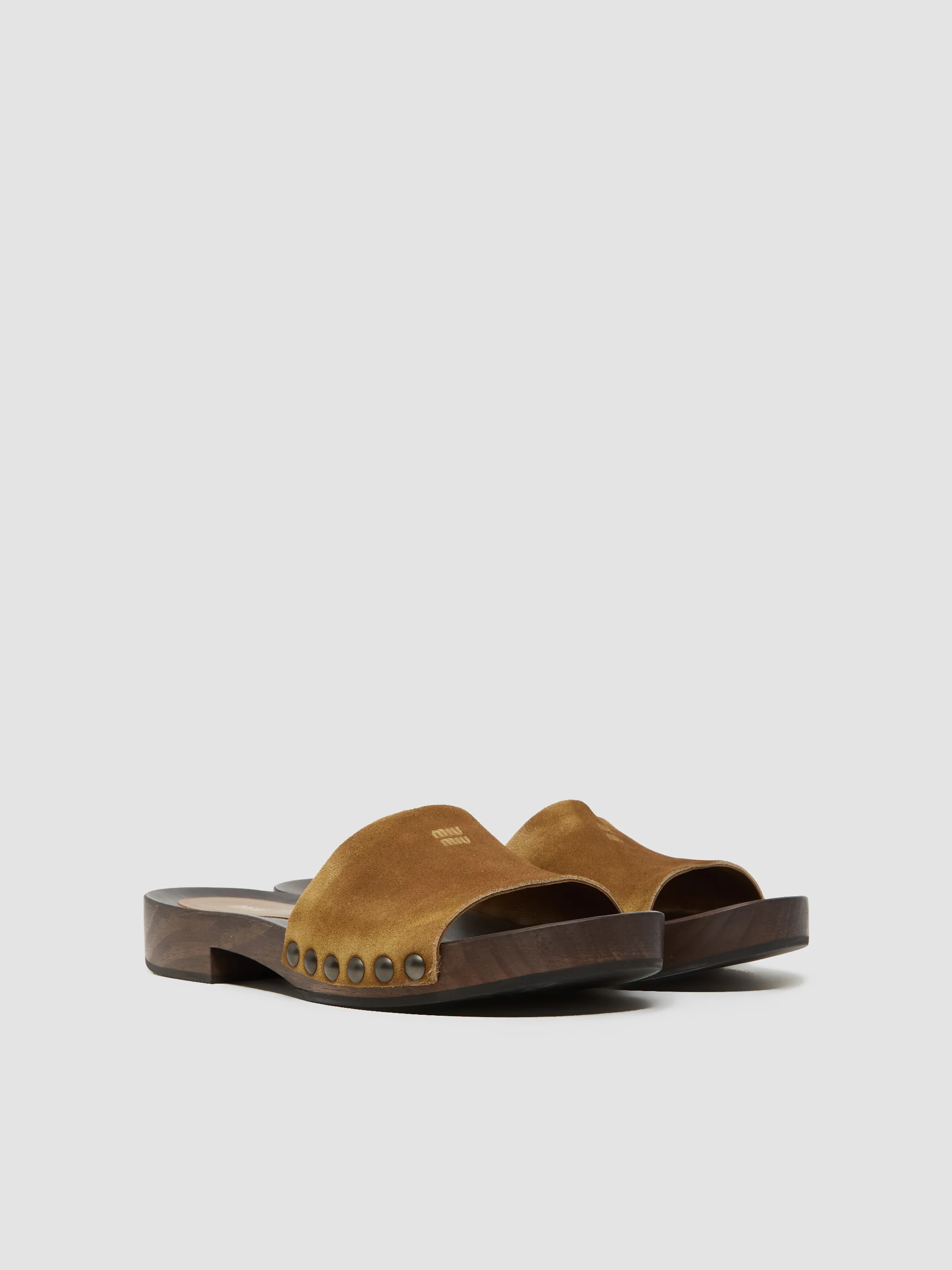 Faded Suede Clogs in Cinnamon - Image 3