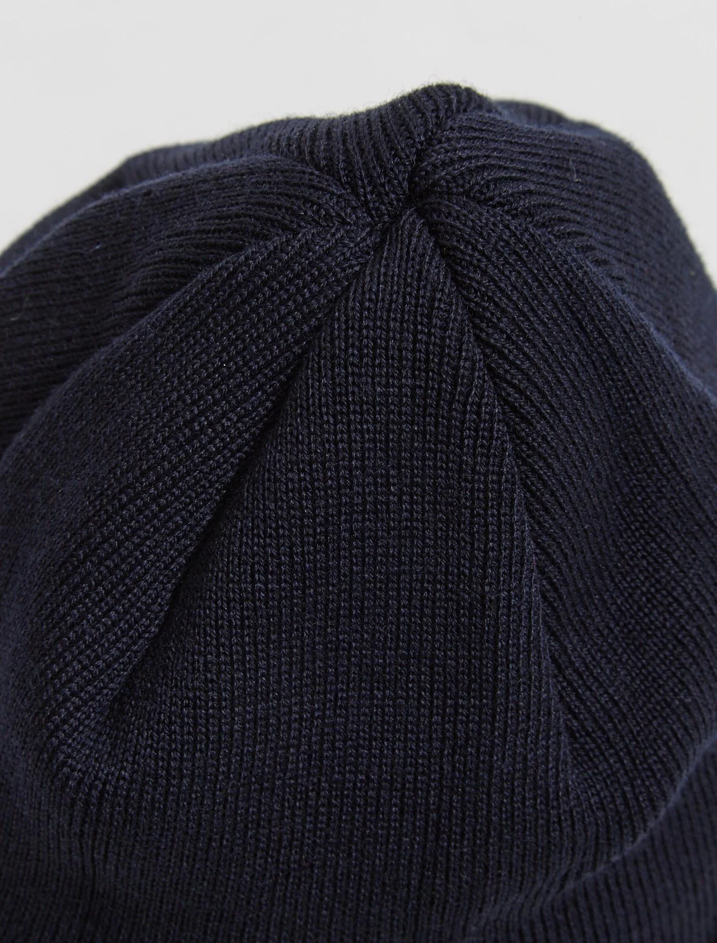 Fine Knit Merino Wool Beanie in Marine - Image 3