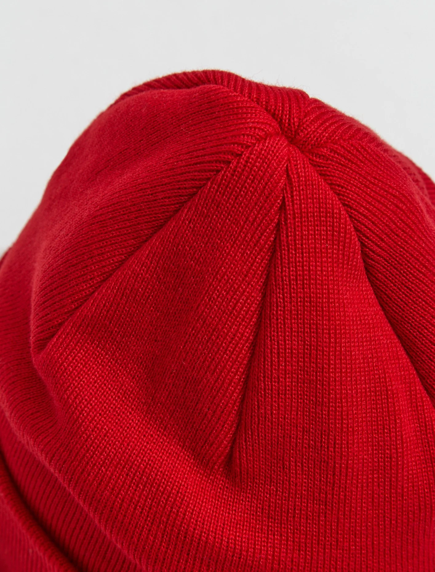 Fine Knit Merino Wool Beanie in Red - Image 3