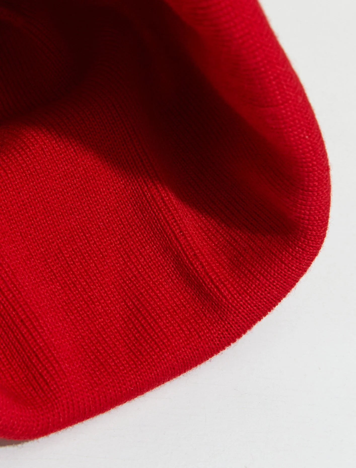 Fine Knit Merino Wool Beanie in Red - Image 4