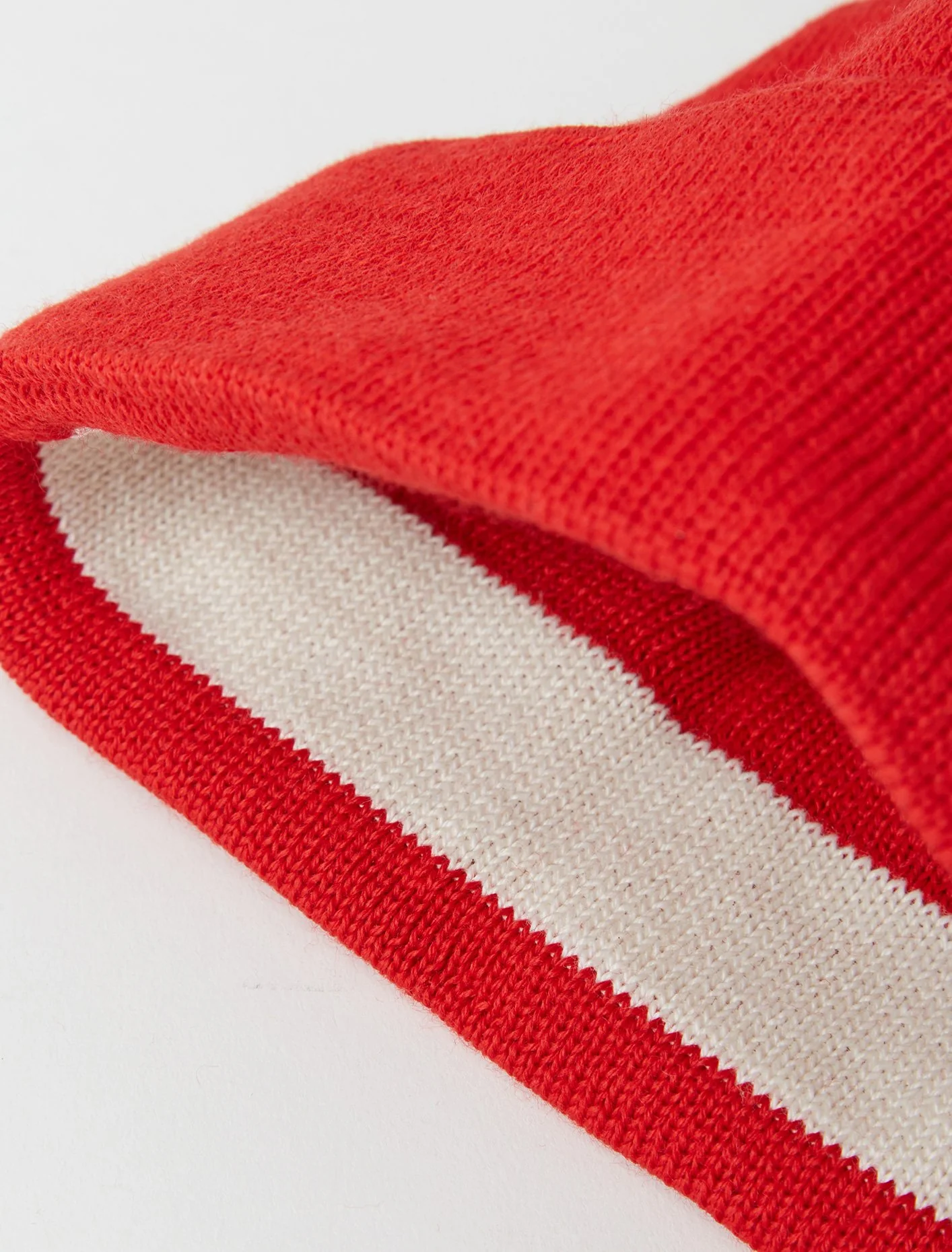 Fine Knit Wool Mix Beanie in Red - Image 3