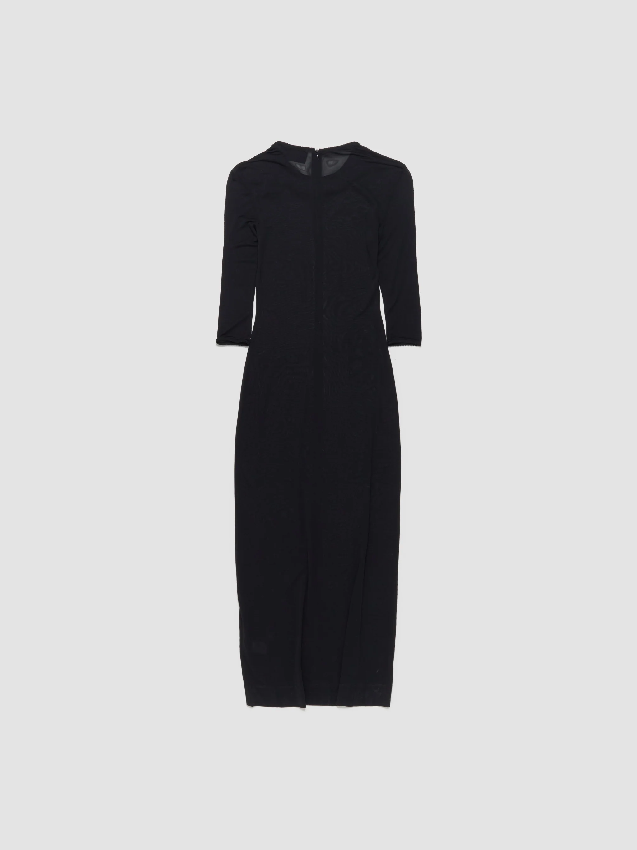 Fitted Ballet Mesh Column Midi Dress in Black & Red Multi - Image 3