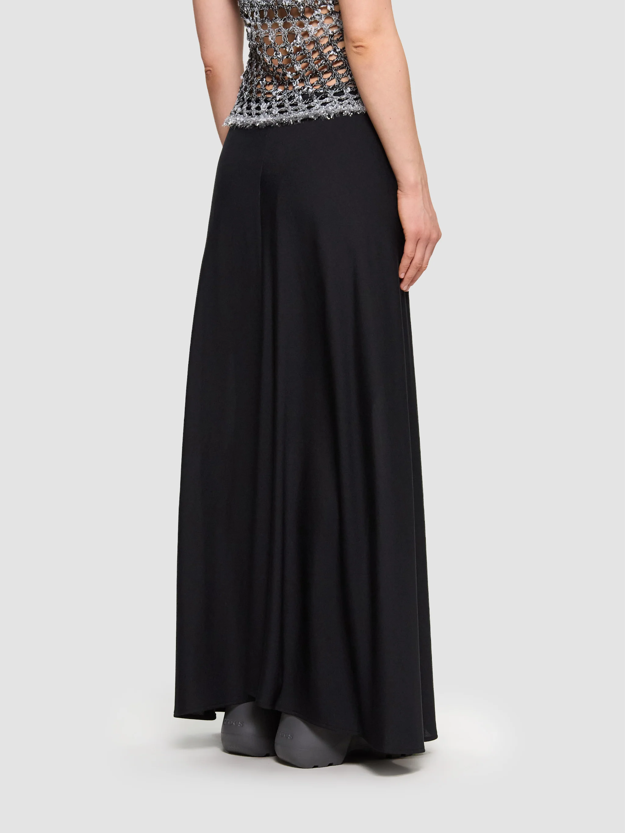 Flared Midi Skirt in Black - Image 3