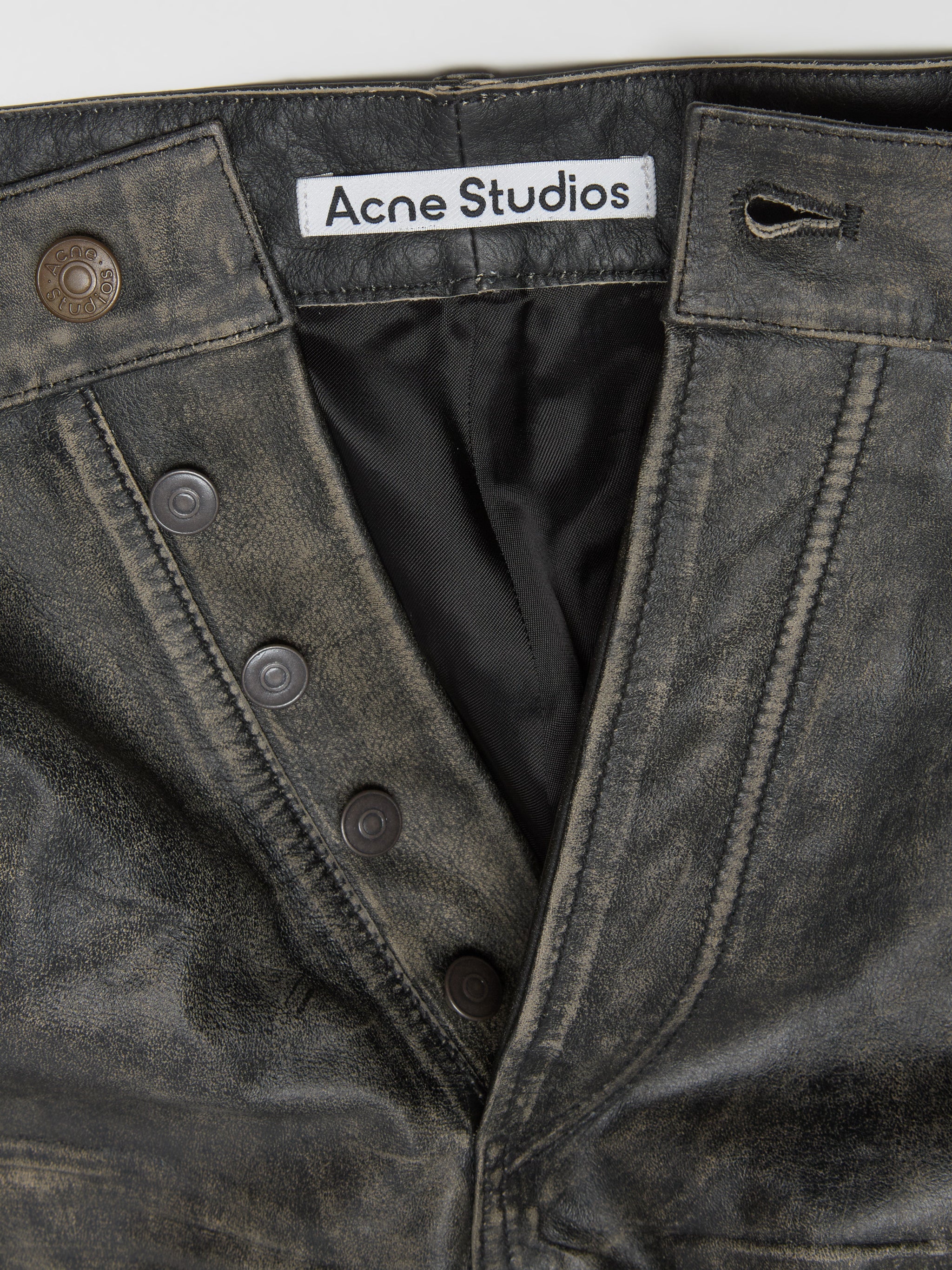 Faded Leather Trousers in Black - Image 5