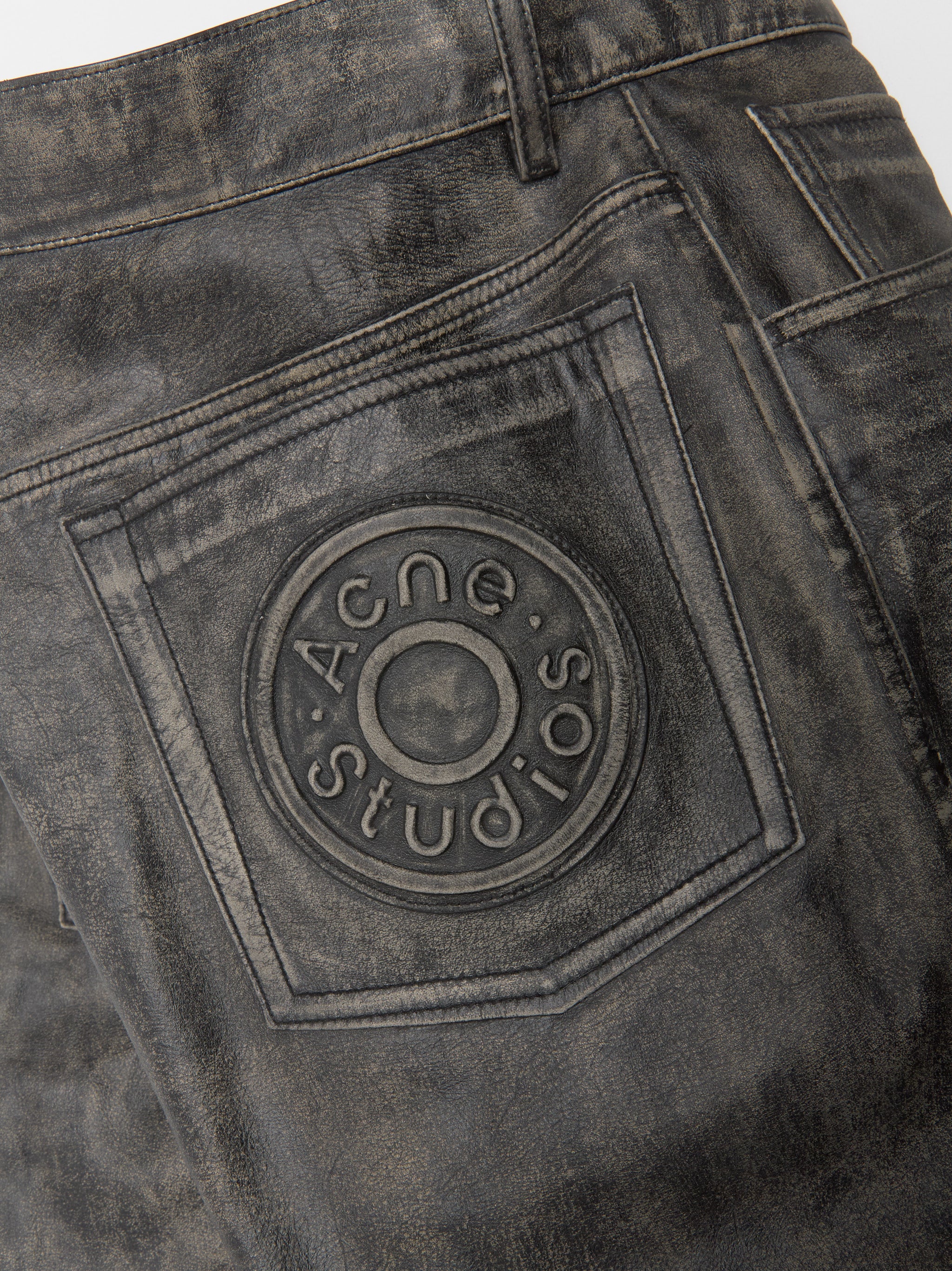 Faded Leather Trousers in Black - Image 6