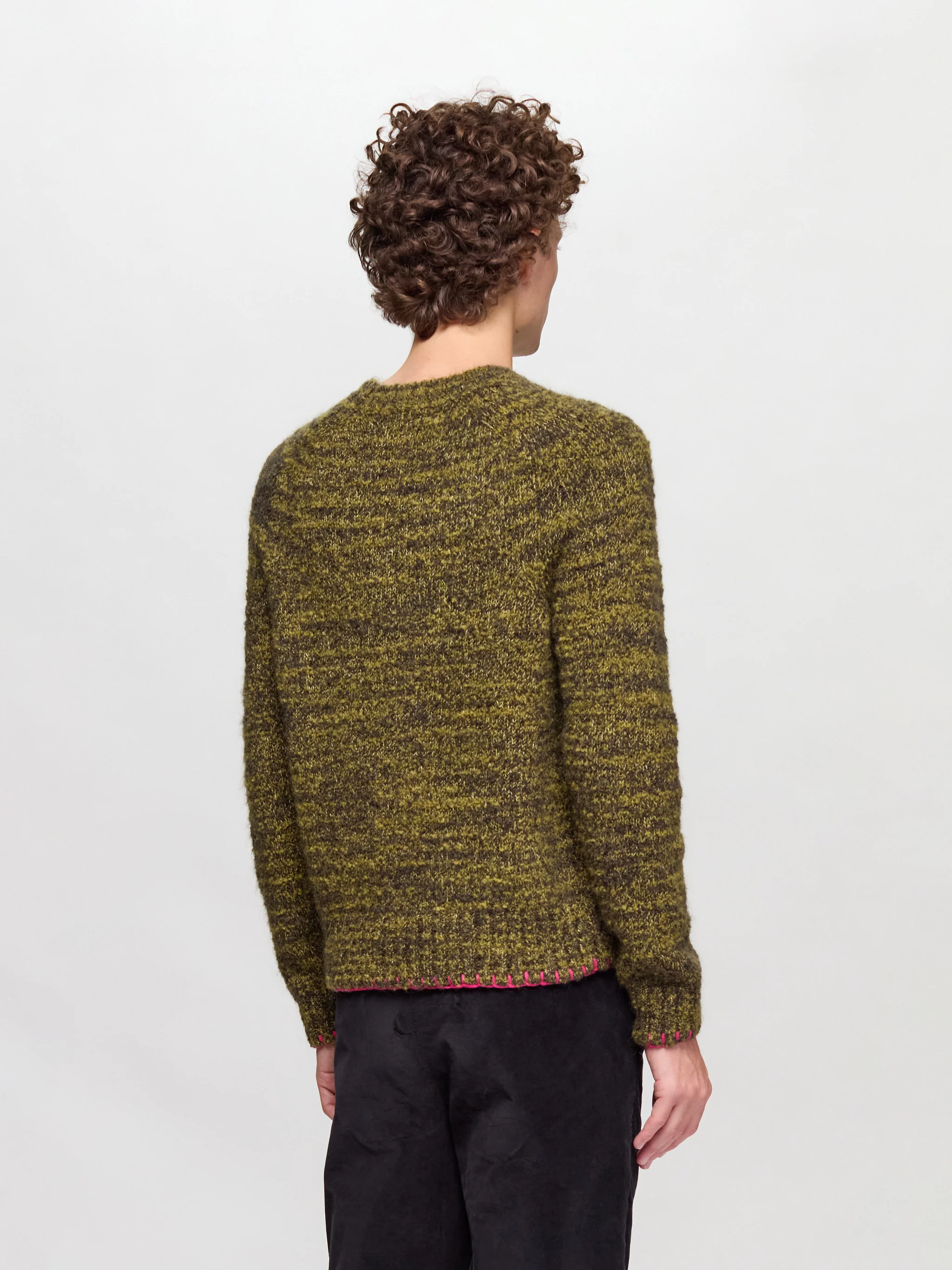 Frederik Contrast Sweater in Moss Green Mouline - Image 3