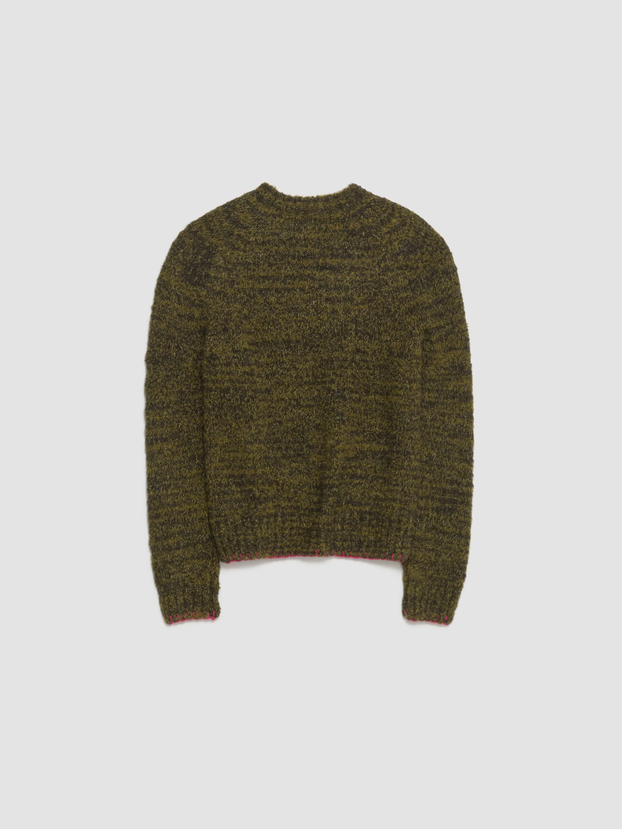 Frederik Contrast Sweater in Moss Green Mouline - Image 6