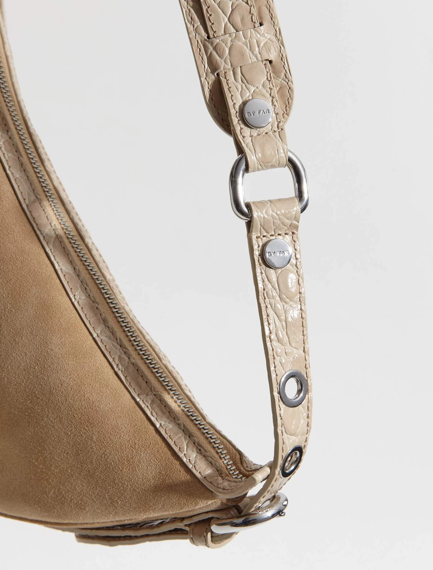 Gib Croco and Suede Leather Bag in Kraft - Image 3