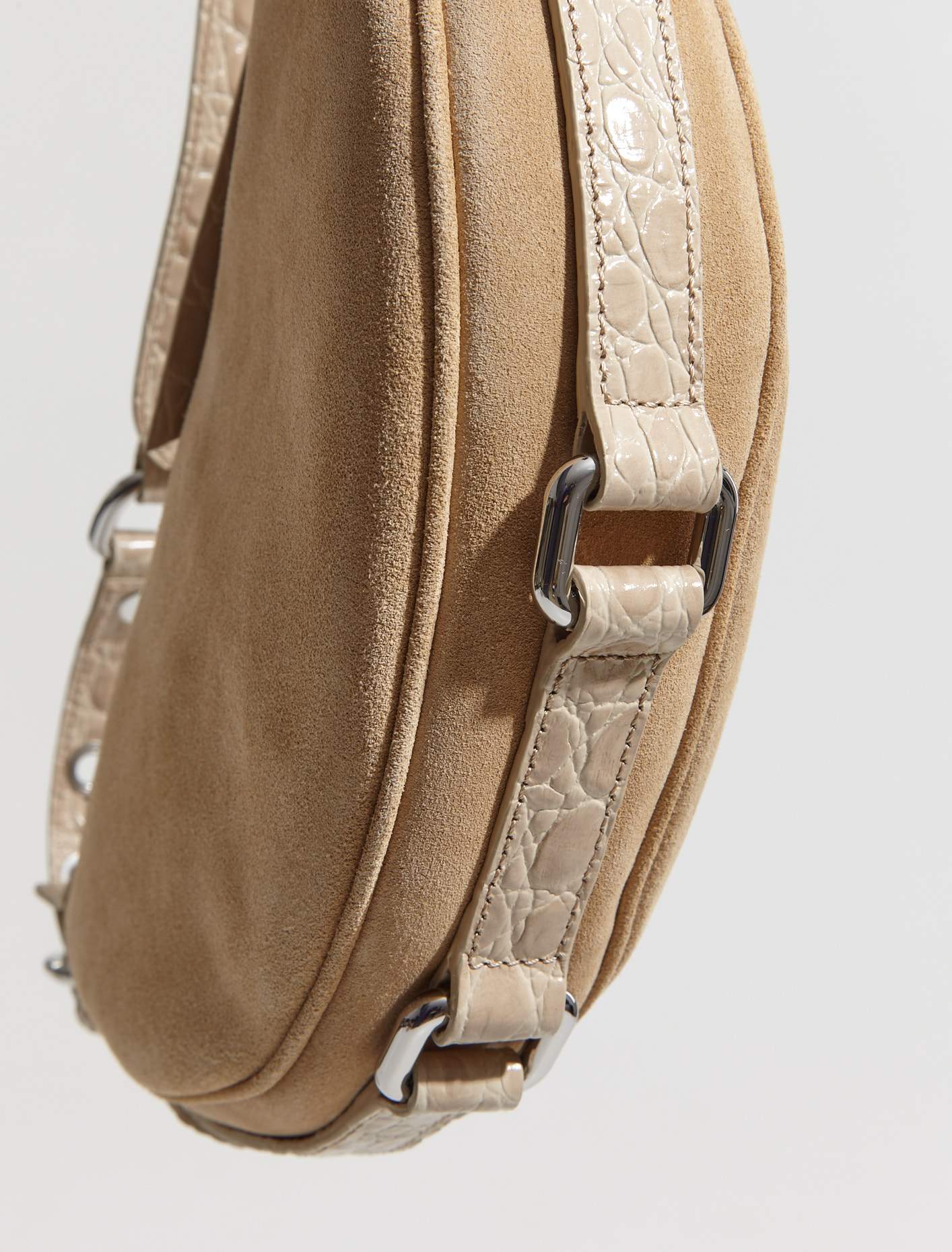 Gib Croco and Suede Leather Bag in Kraft - Image 5