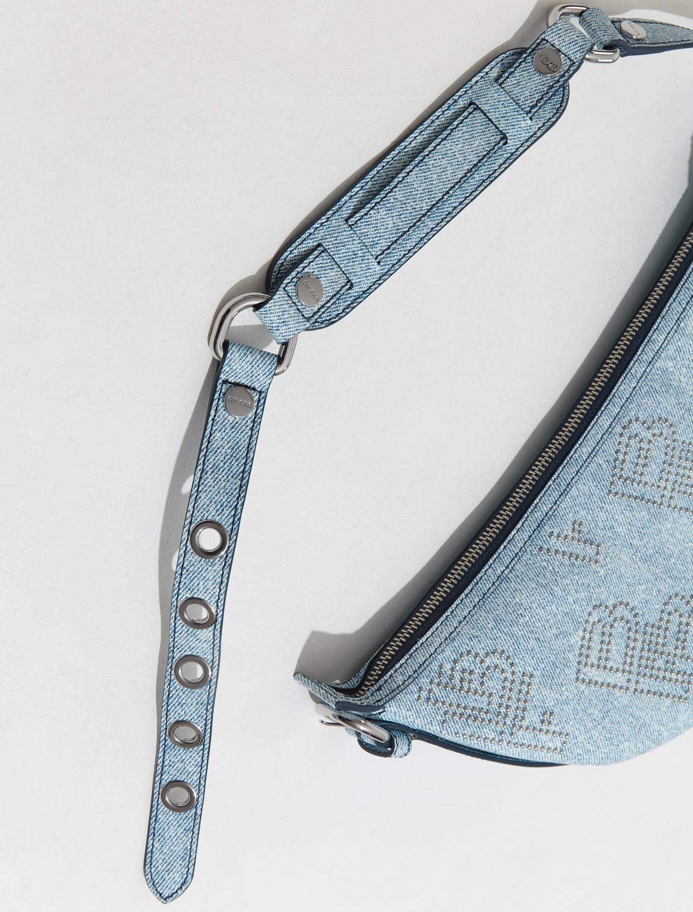 Gib Stud Leather Bag in Denim - Image 5