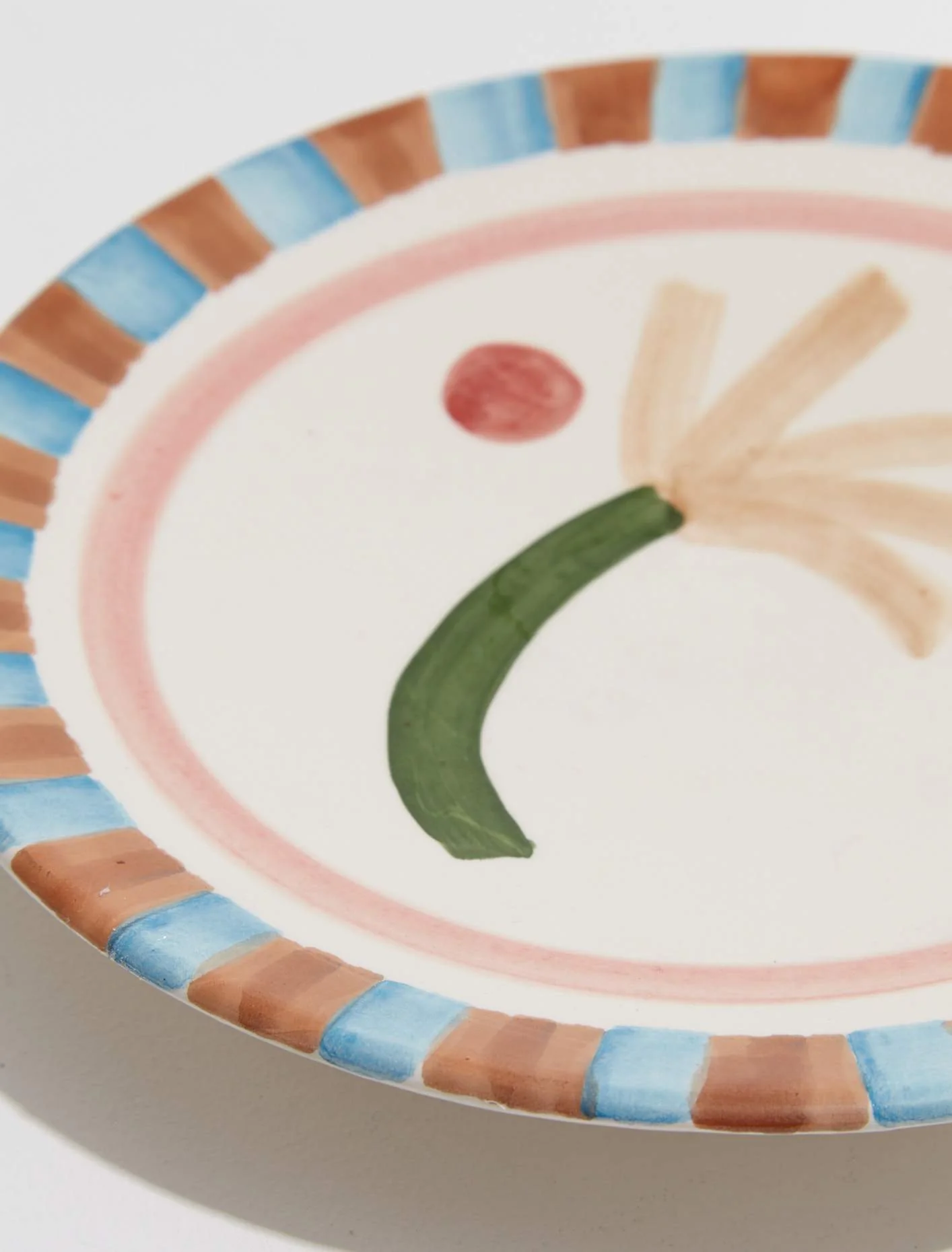 Handpainted Plate "A la Plage Orange Bamboo" - Image 3