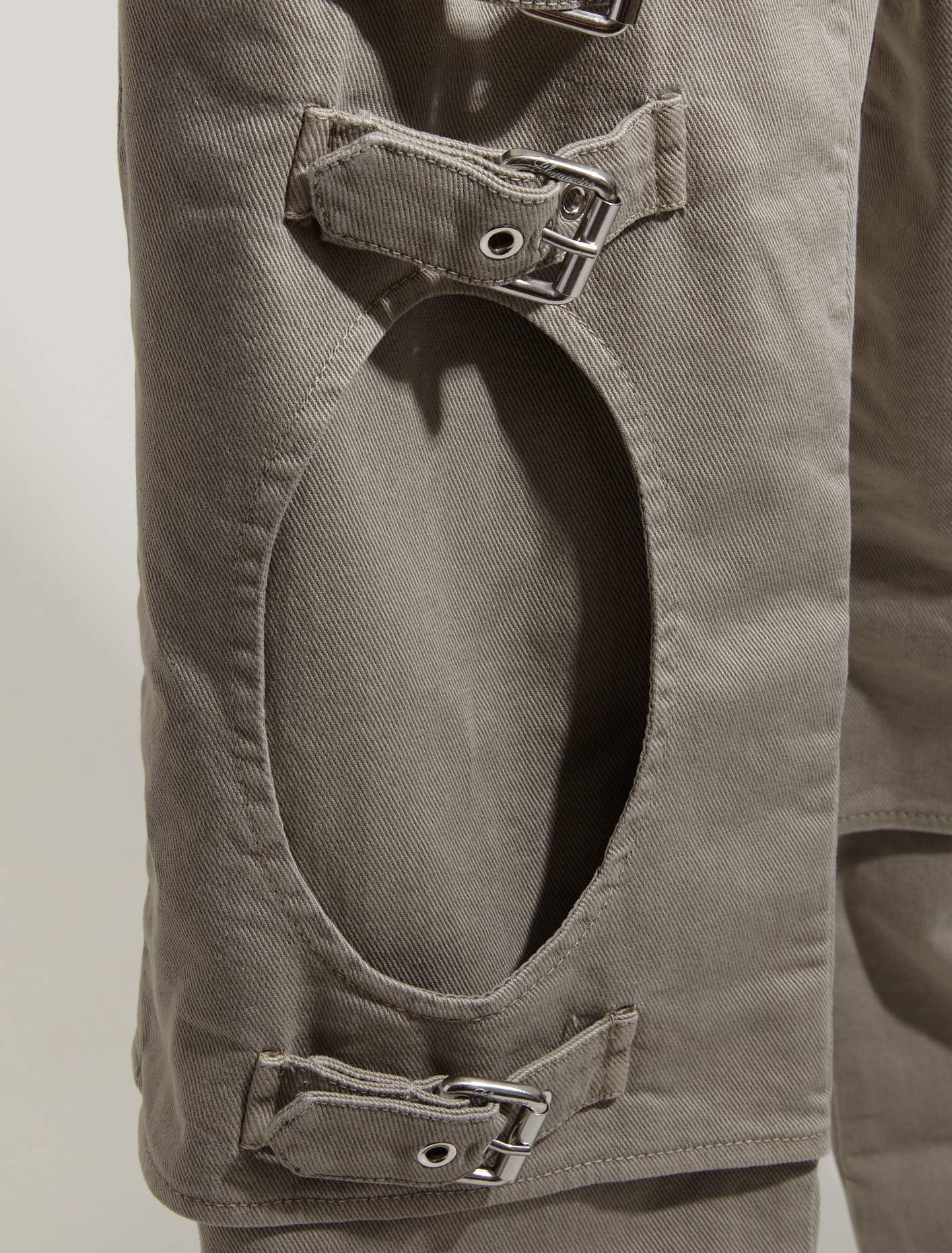 Jeans with Buckles in Mushroom - Image 4