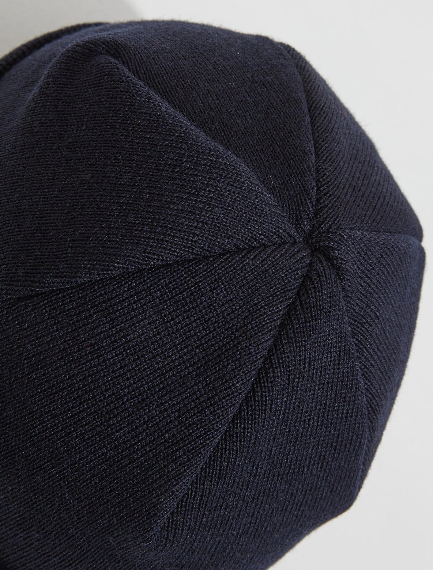Knit Merino Wool Beanie in Marine - Image 3