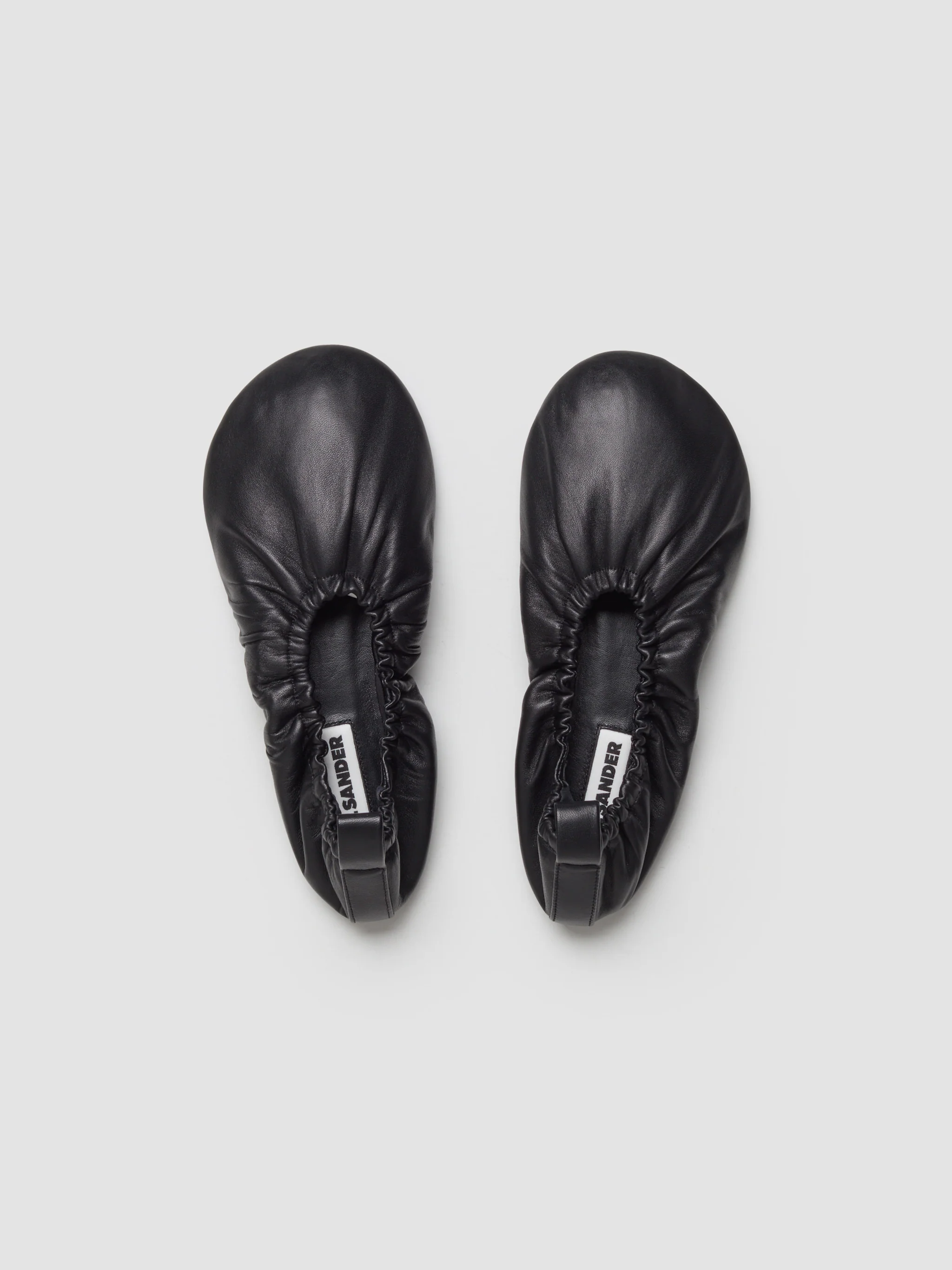 Leather Ballerina Shoes in Black - Image 3