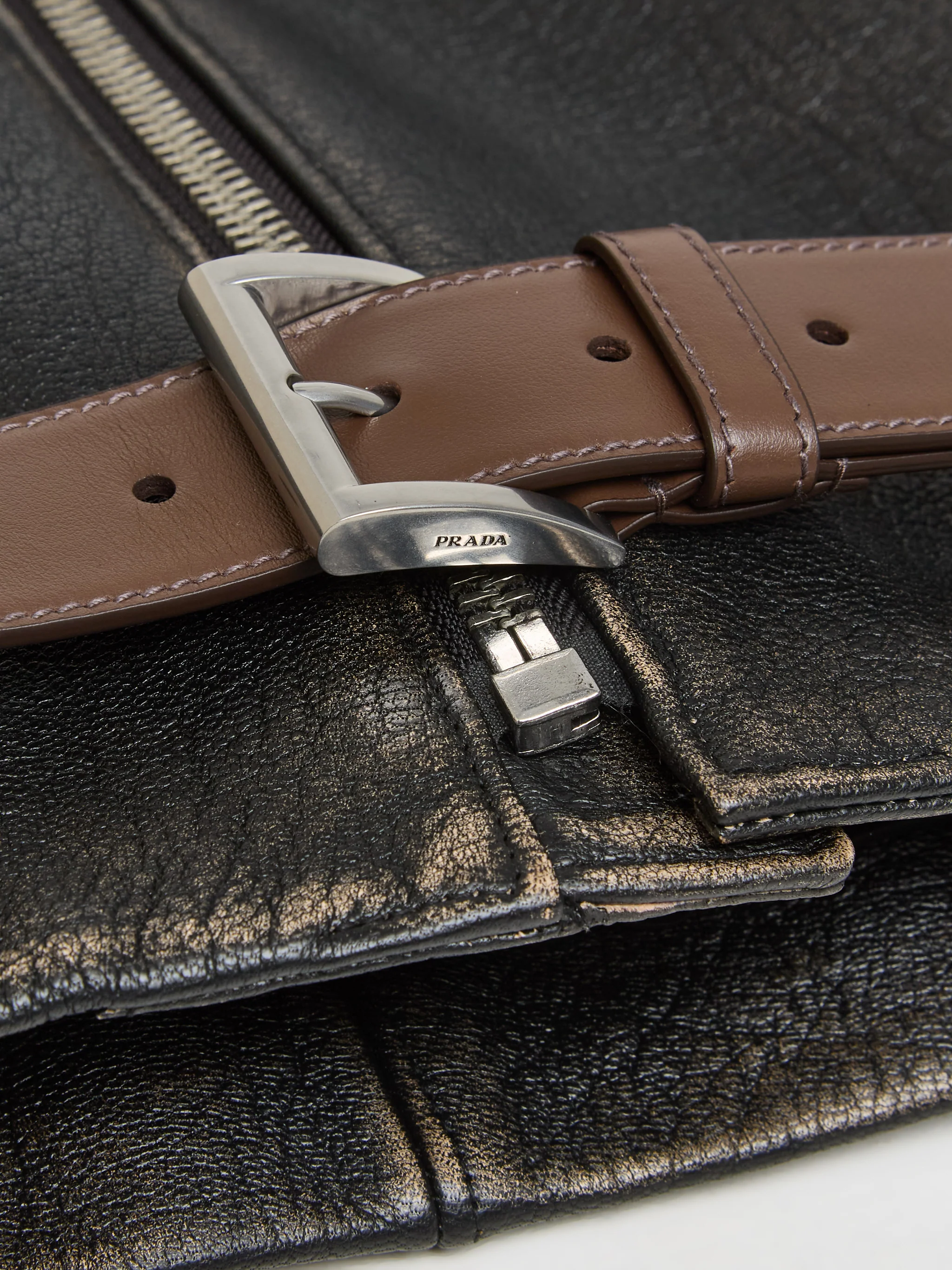 Leather Blouson Jacket in Black - Image 4