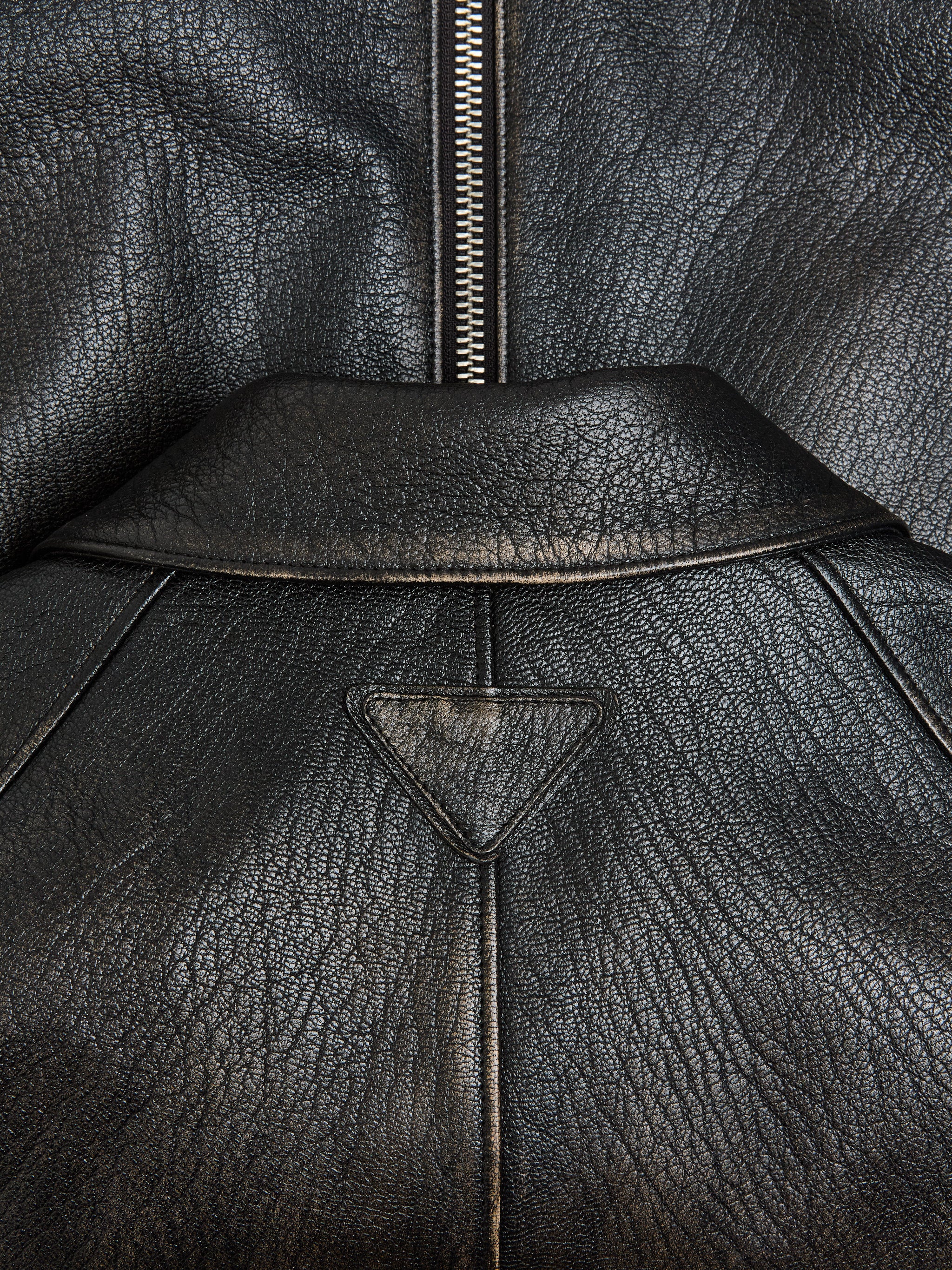 Leather Blouson Jacket in Black - Image 5