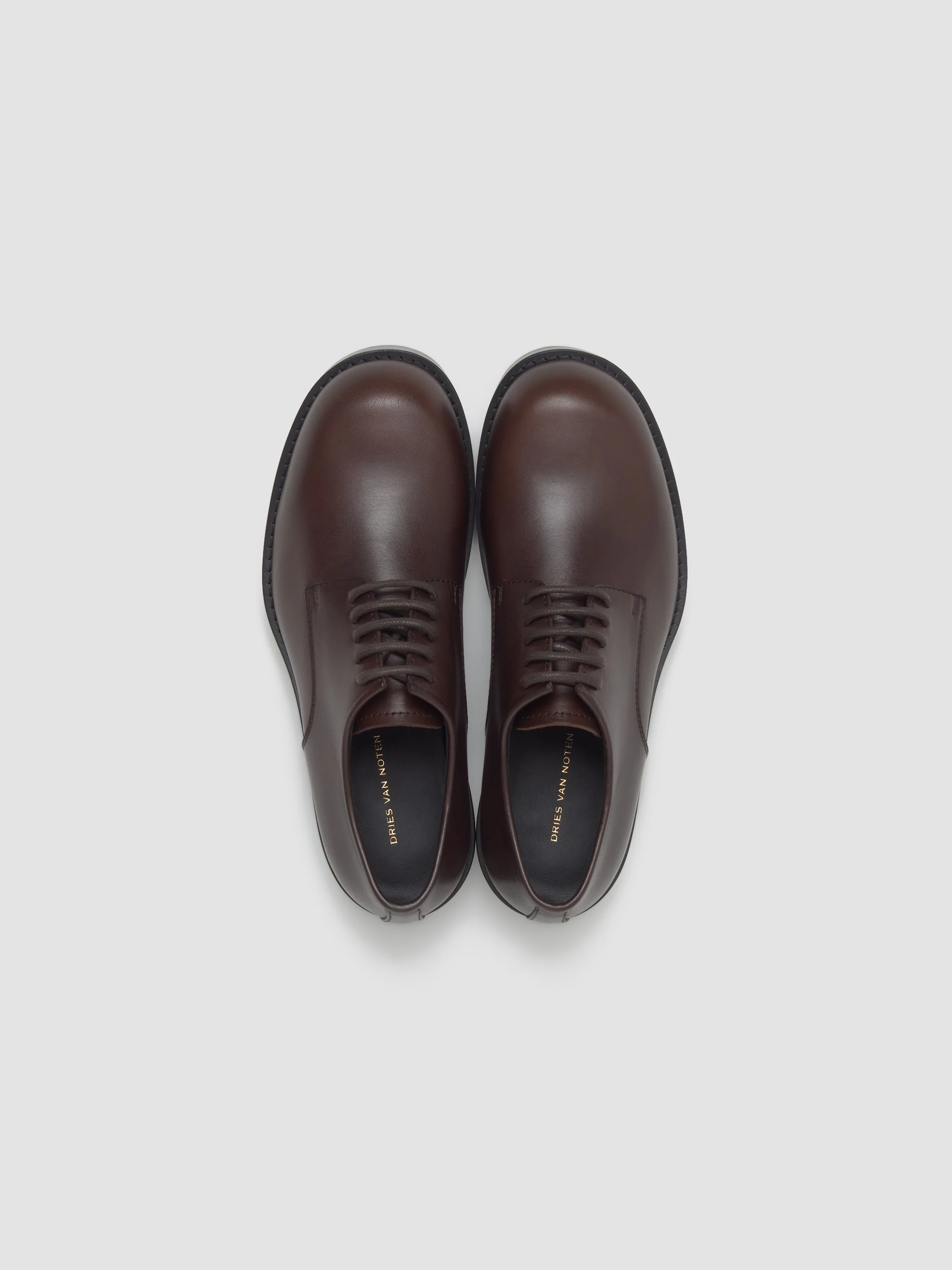 Leather Derby Shoes in Dark Brown - Image 3