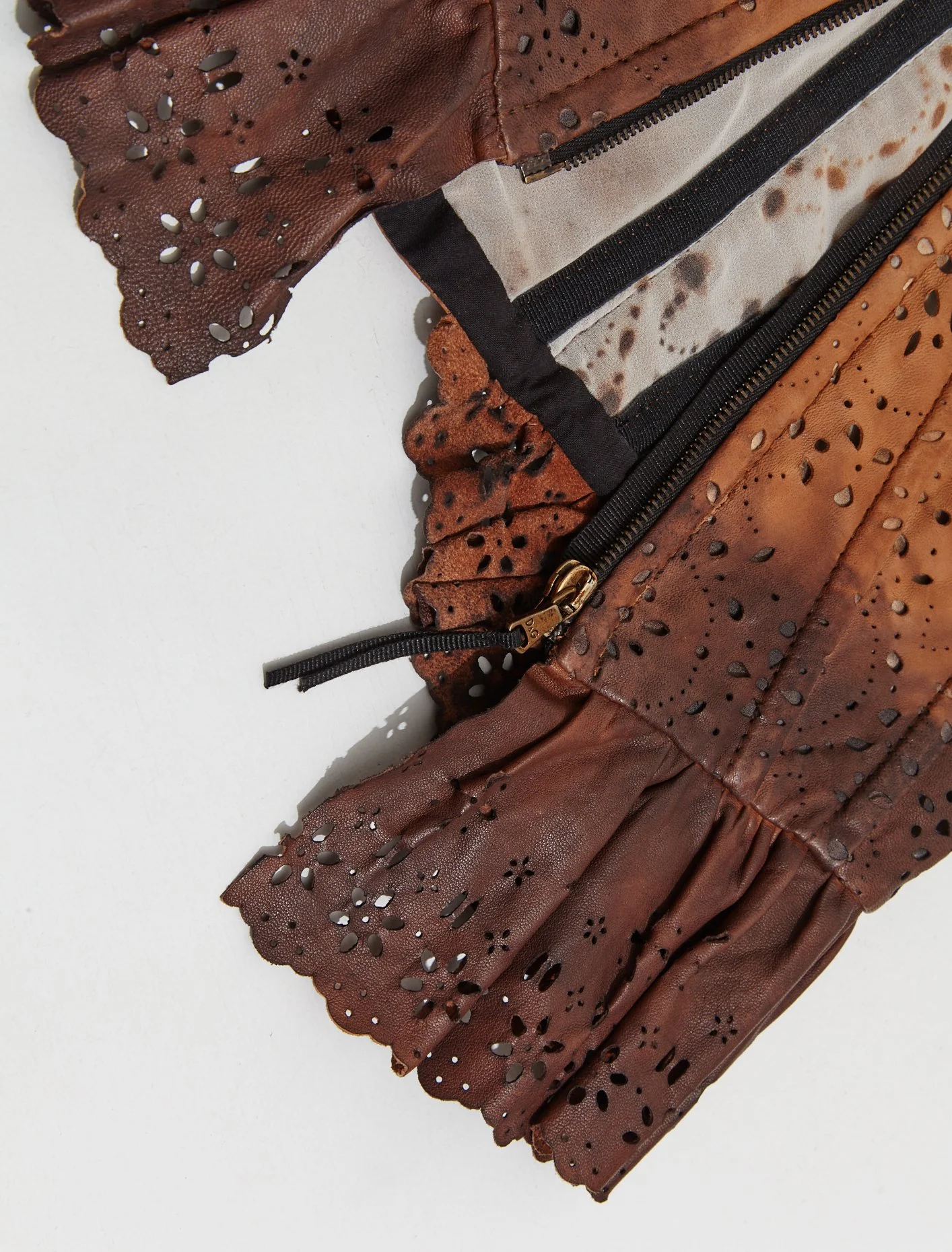 Leather Lace Bustier in Brown - Image 3