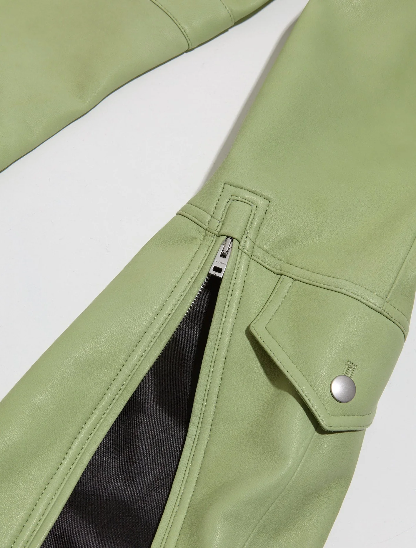 Leather Trousers in Pistachio Green - Image 3