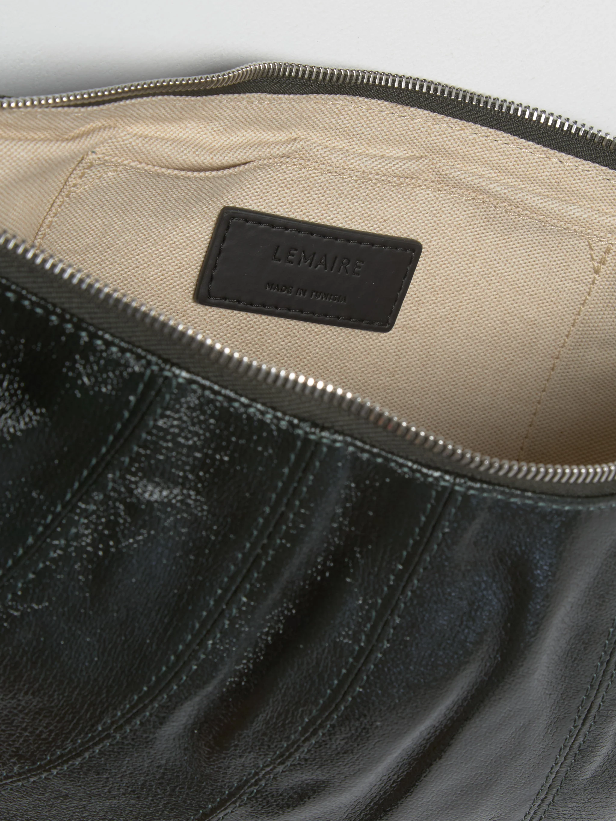 Medium Coated Cotton Croissant Bag in Forest - Image 3