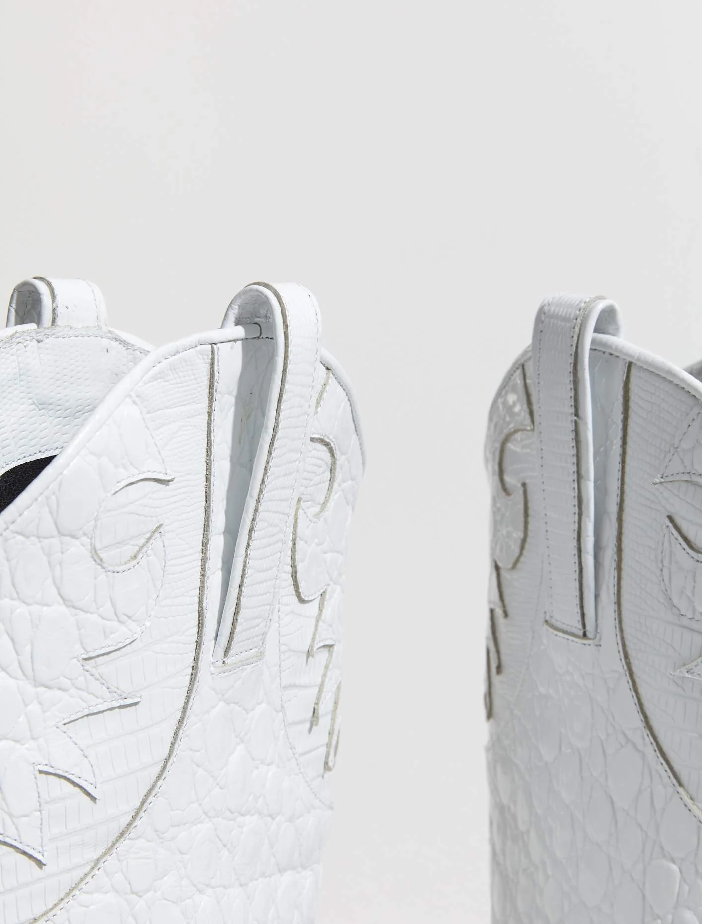 Melvin Croco Lizard Leather Boots in Optic White - Image 3