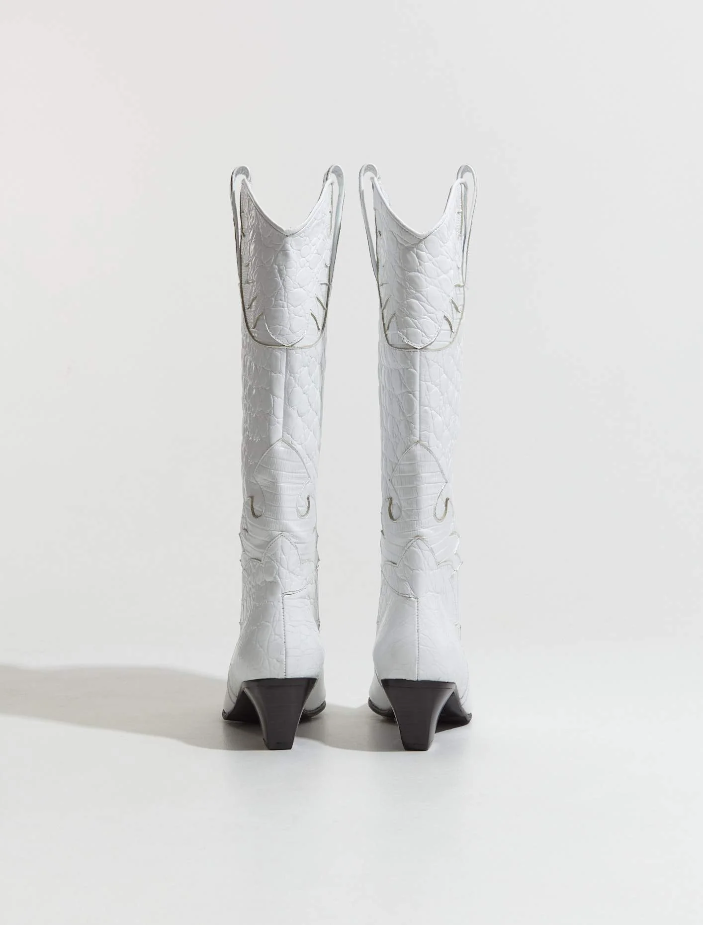 Melvin Croco Lizard Leather Boots in Optic White - Image 4