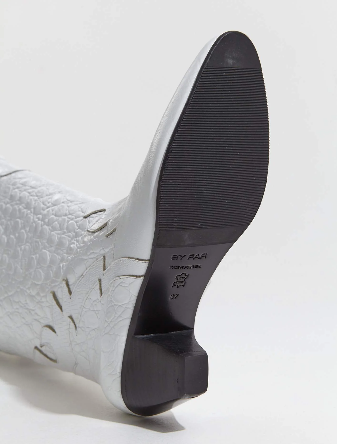 Melvin Croco Lizard Leather Boots in Optic White - Image 5