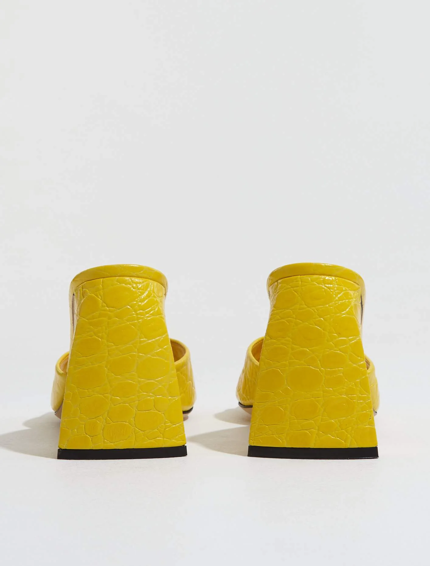 Michele Circular Croco Embossed Leather Sandals in Duckling - Image 4