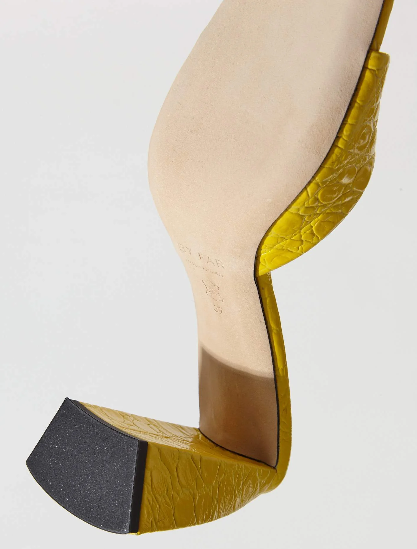 Michele Circular Croco Embossed Leather Sandals in Duckling - Image 5