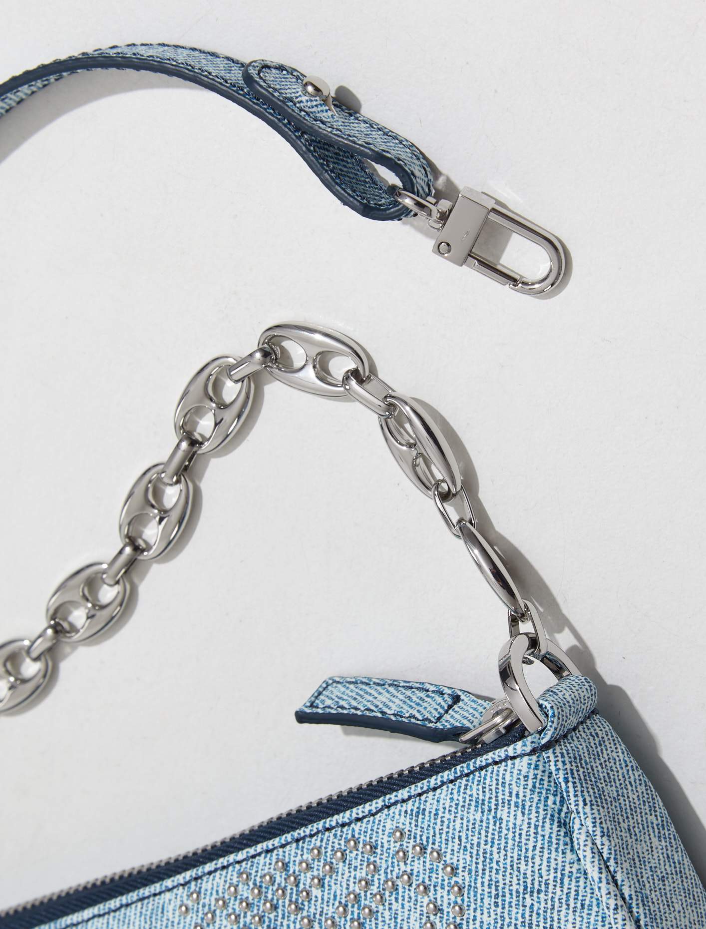 Mini Rachel Stud Leather Bag in Denim - Image 3