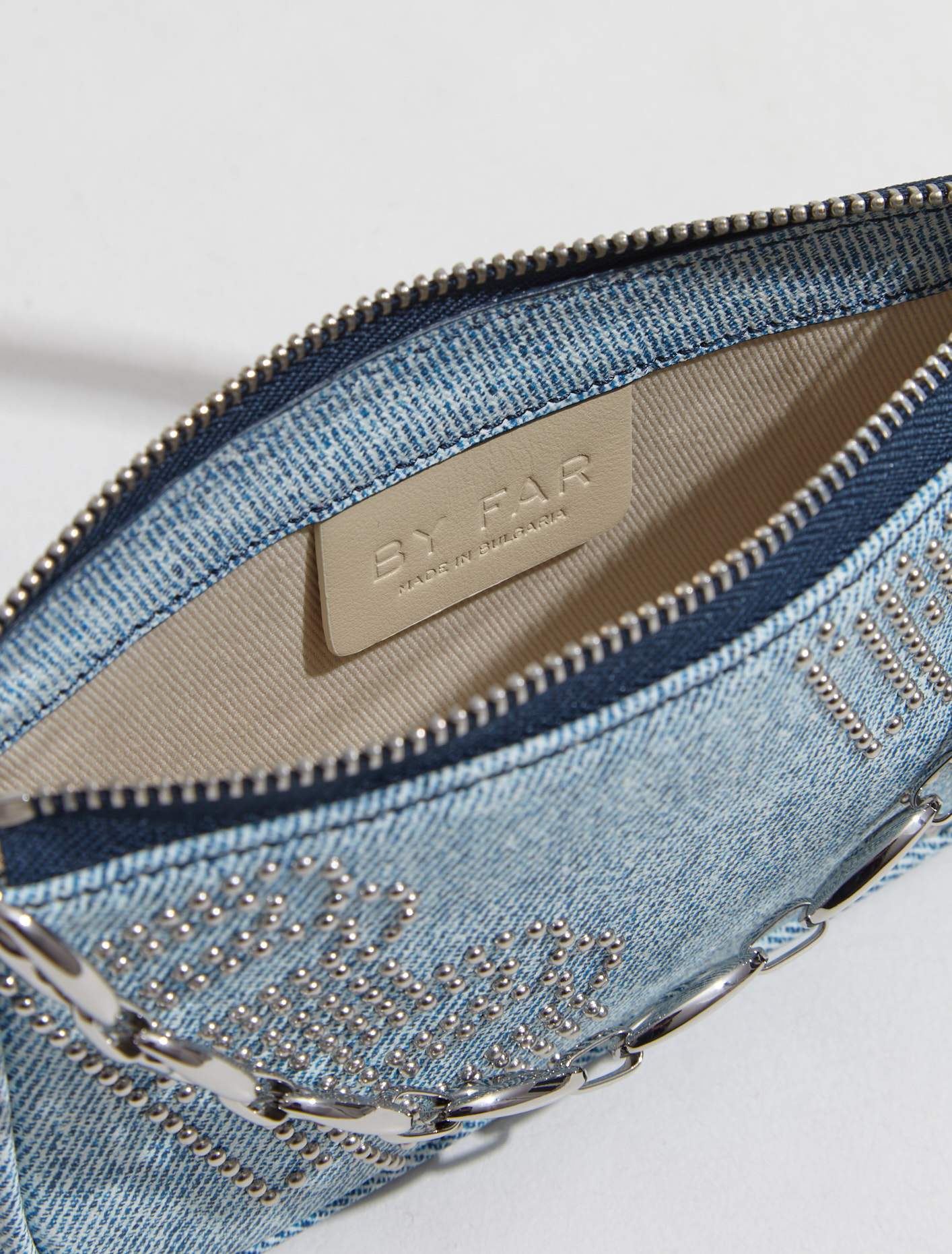 Mini Rachel Stud Leather Bag in Denim - Image 4