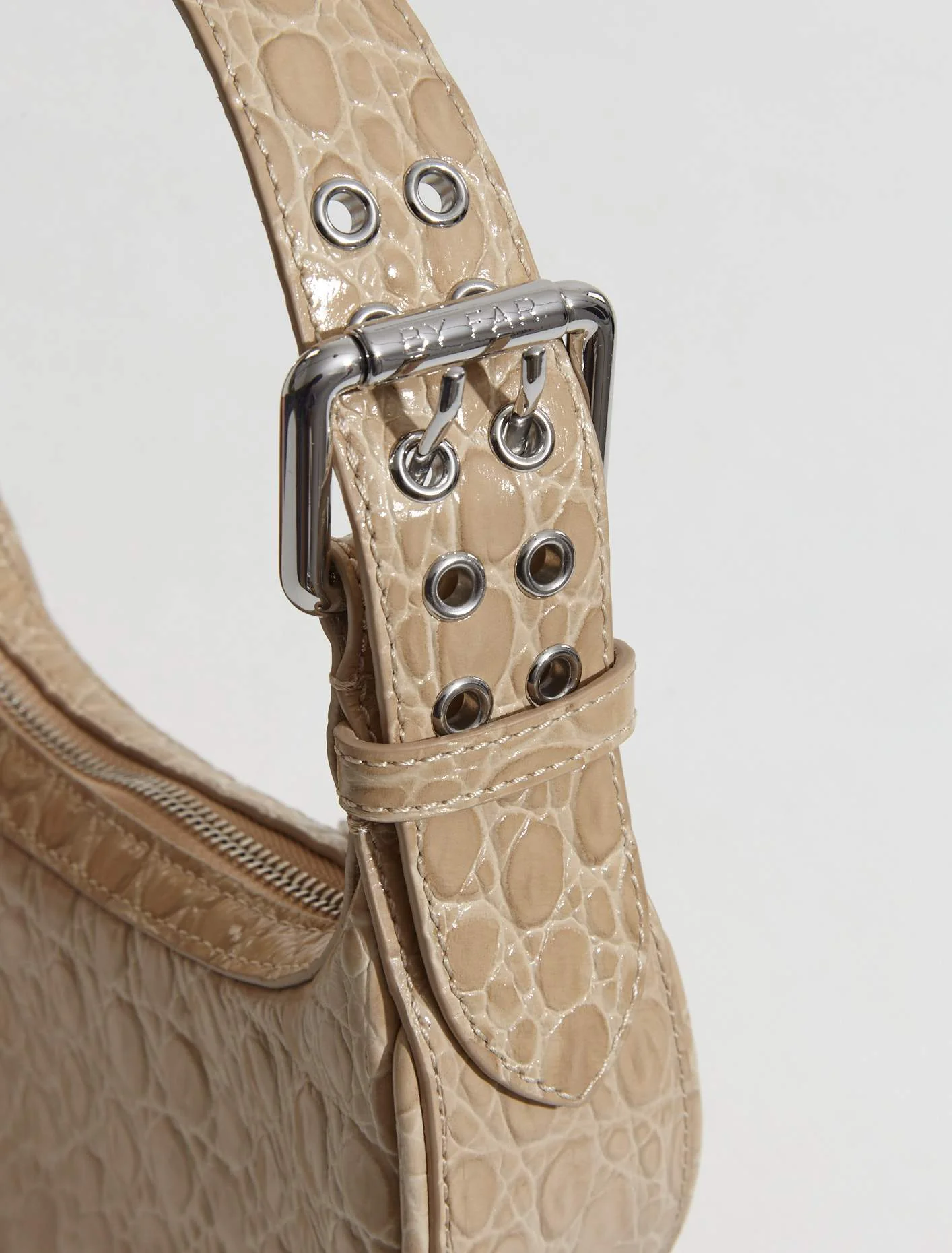 Mini Soho Circular Croco Embossed Leather Bag in Kraft - Image 3